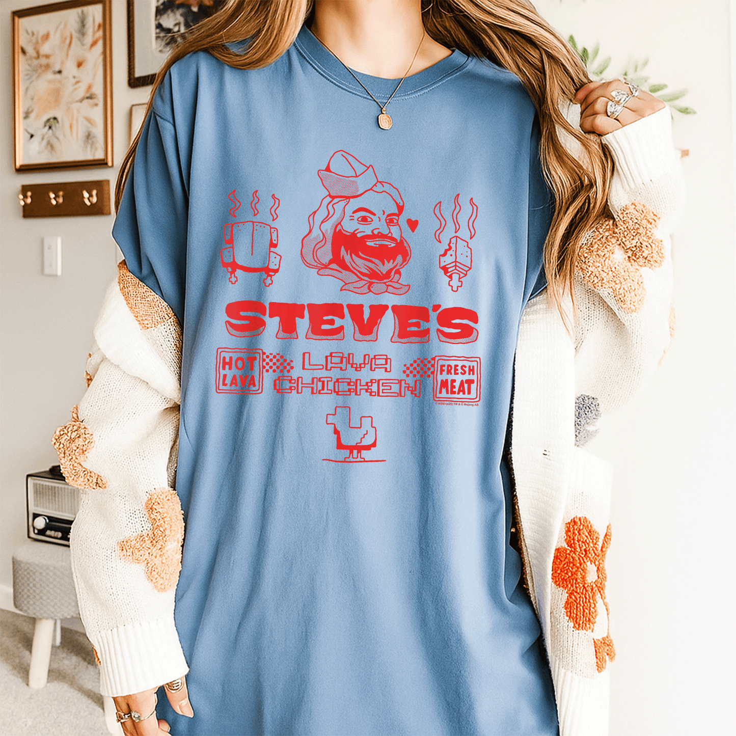 Minecraft Movie Steve's Lava Chicken Restaurant Logo T-Shirt - Fun Graphic Tee for Gamers and Fans of Steve's Adventures - 4