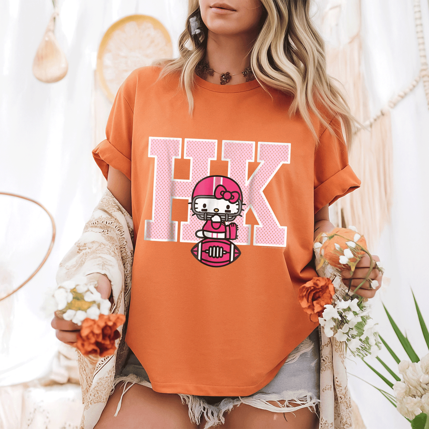Cute Hello Kitty Football Spirit Tee Shirt for Kids, Fun Sports Design, Perfect Gift for Young Fans, Comfortable and Stylish - 6