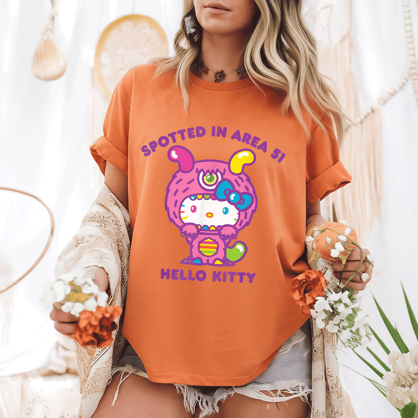 Cute Hello Kitty Spotted in Area 51 Alien Sighting T-Shirt for Fun Lovers and UFO Enthusiasts - Perfect Gift Idea! - 6