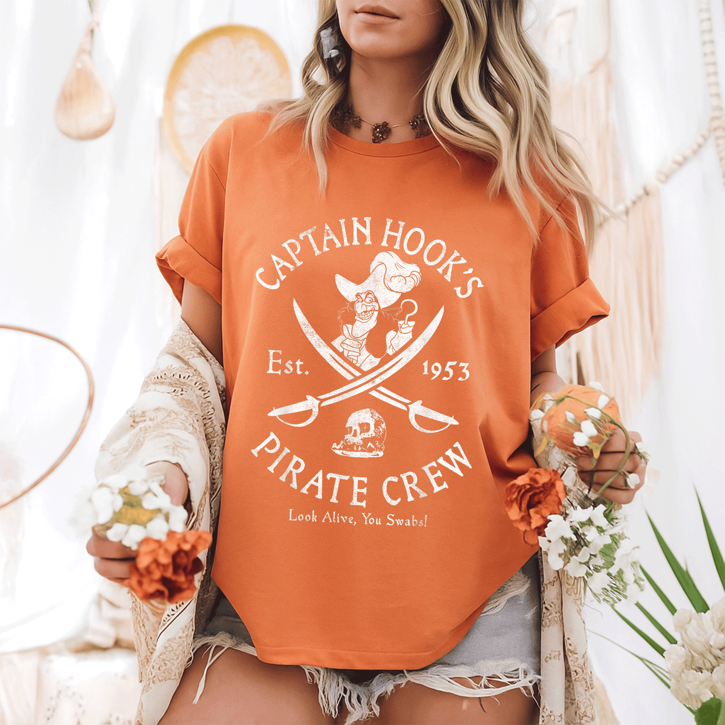 Disney Villains Captain Hook Pirate Crew Established 1953 Logo T-Shirt for Fans of Classic Animation and Adventure - 6