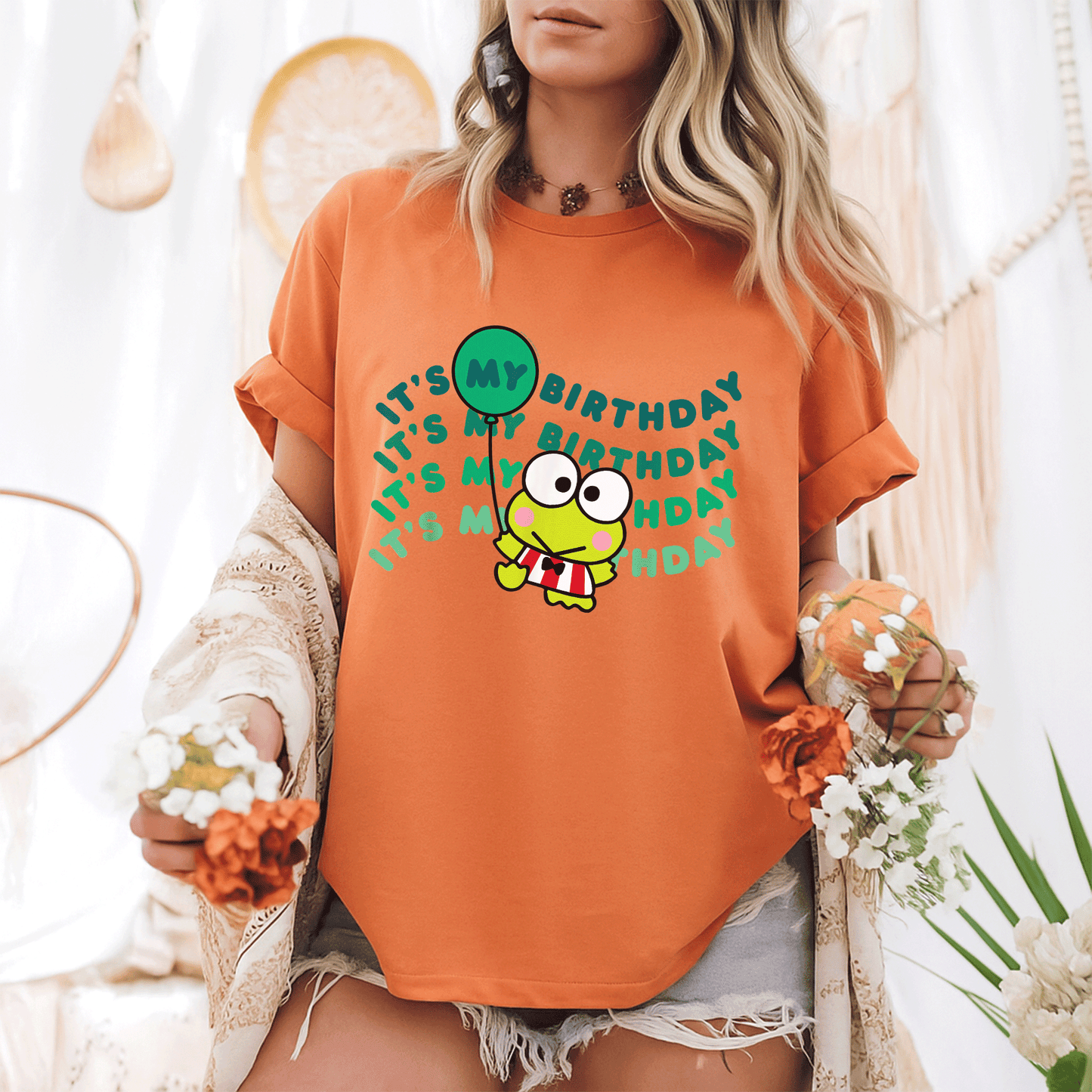 Cute Keroppi It's My Birthday T-Shirt for Kids | Fun Green Frog Design Perfect for Birthday Celebrations and Parties - 6