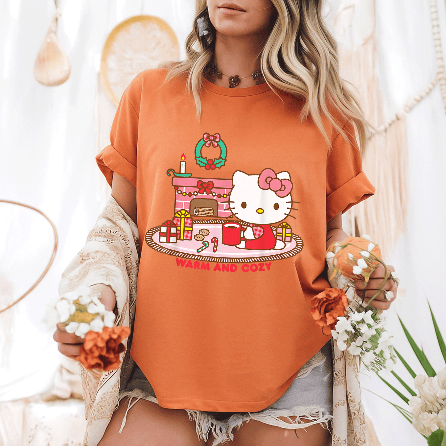Cozy Up with Hello Kitty This Christmas - Cute and Comfortable Holiday T-Shirt for Festive Fun and Cheer - 6