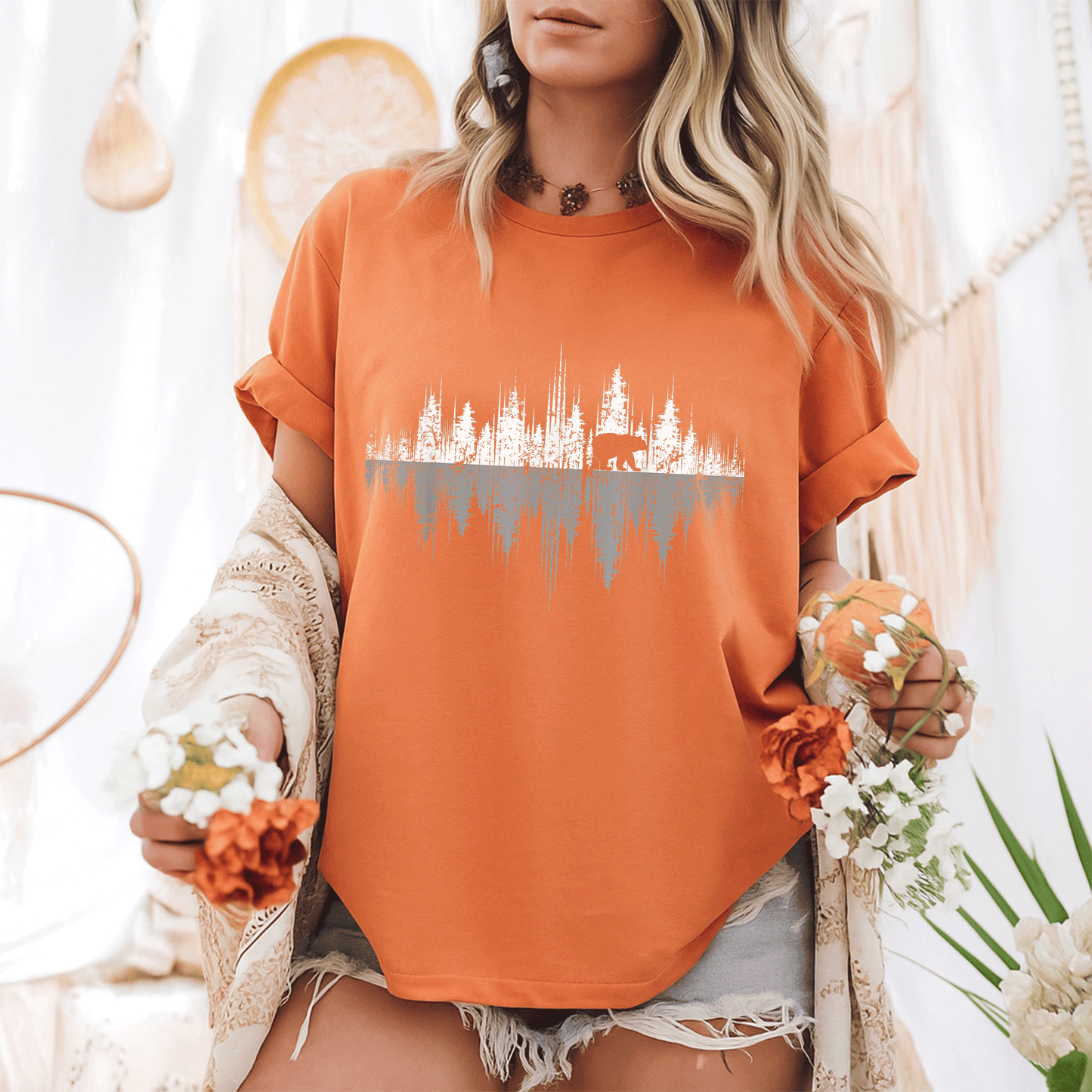 Nature-Inspired Bear Reflection T-Shirt for Wildlife Lovers - Outdoor Forest Scene Graphic Tee for Nature Enthusiasts - 6