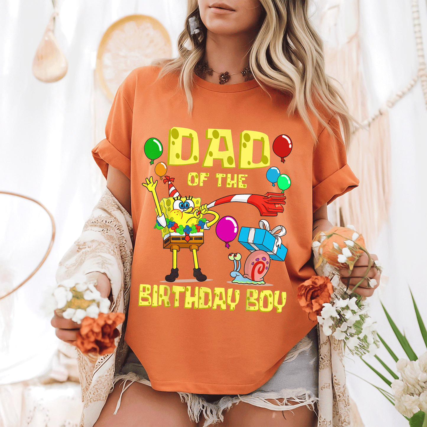 SpongeBob SquarePants Daddy of the Birthday Boy Theme Party T-Shirt for Fun Celebrations and Memorable Birthdays - 6