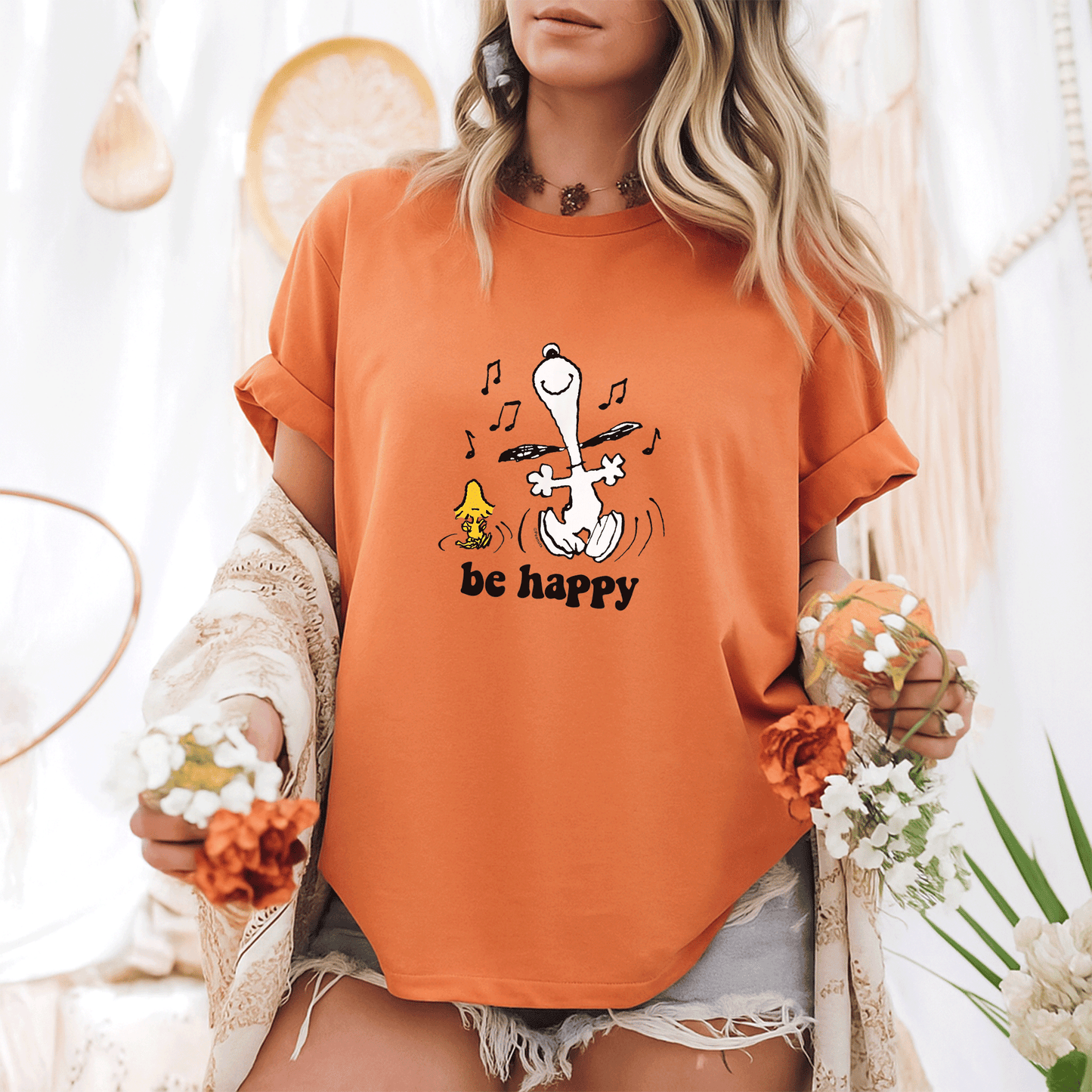 Peanuts Be Happy Dance T-Shirt Featuring Snoopy and Woodstock – Fun and Colorful Graphic Tee for Fans of All Ages - 6