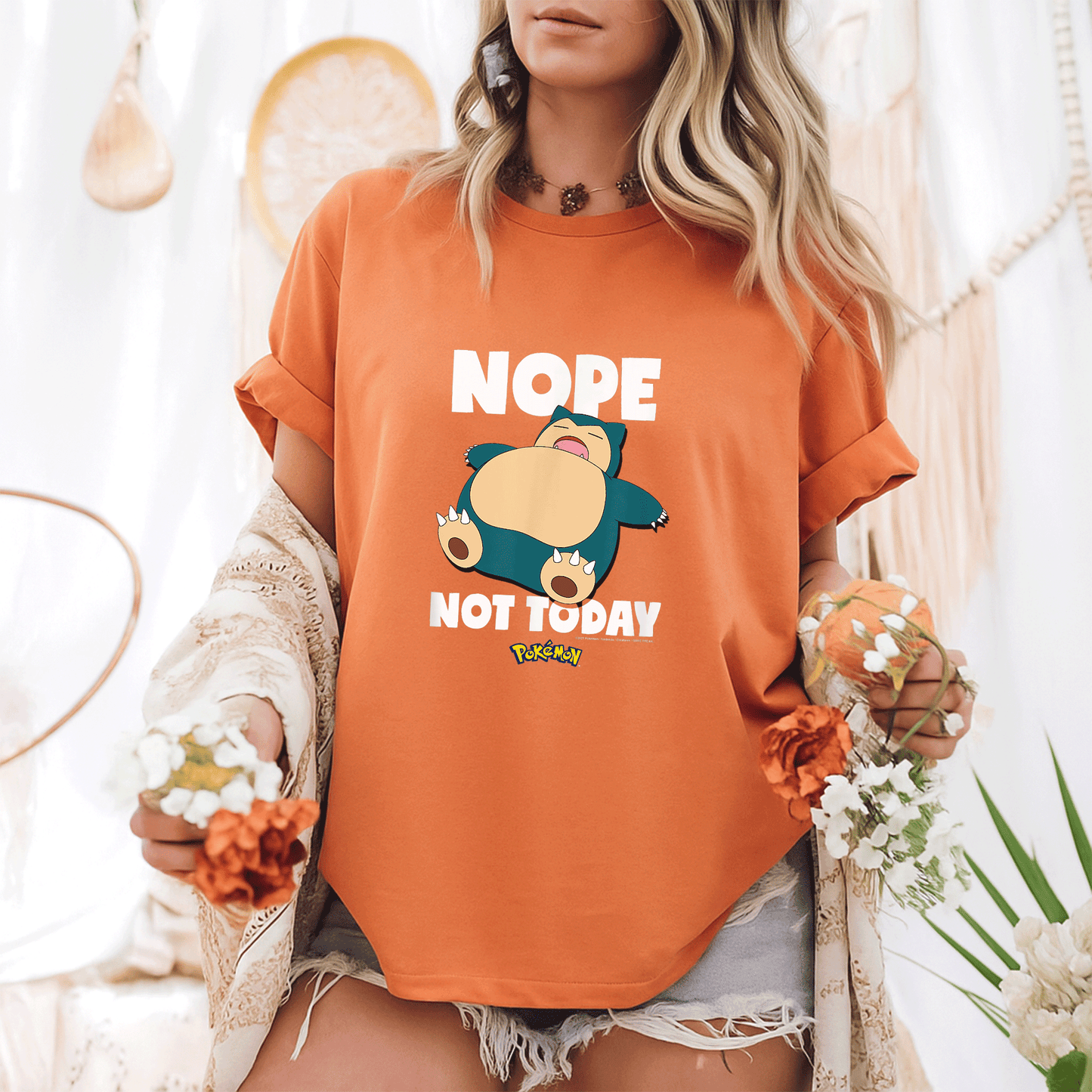 Cozy Pokémon Nope Not Today Snorlax T-Shirt: Fun Design Perfect for Fans Who Love to Chill and Relax in Style! - 6