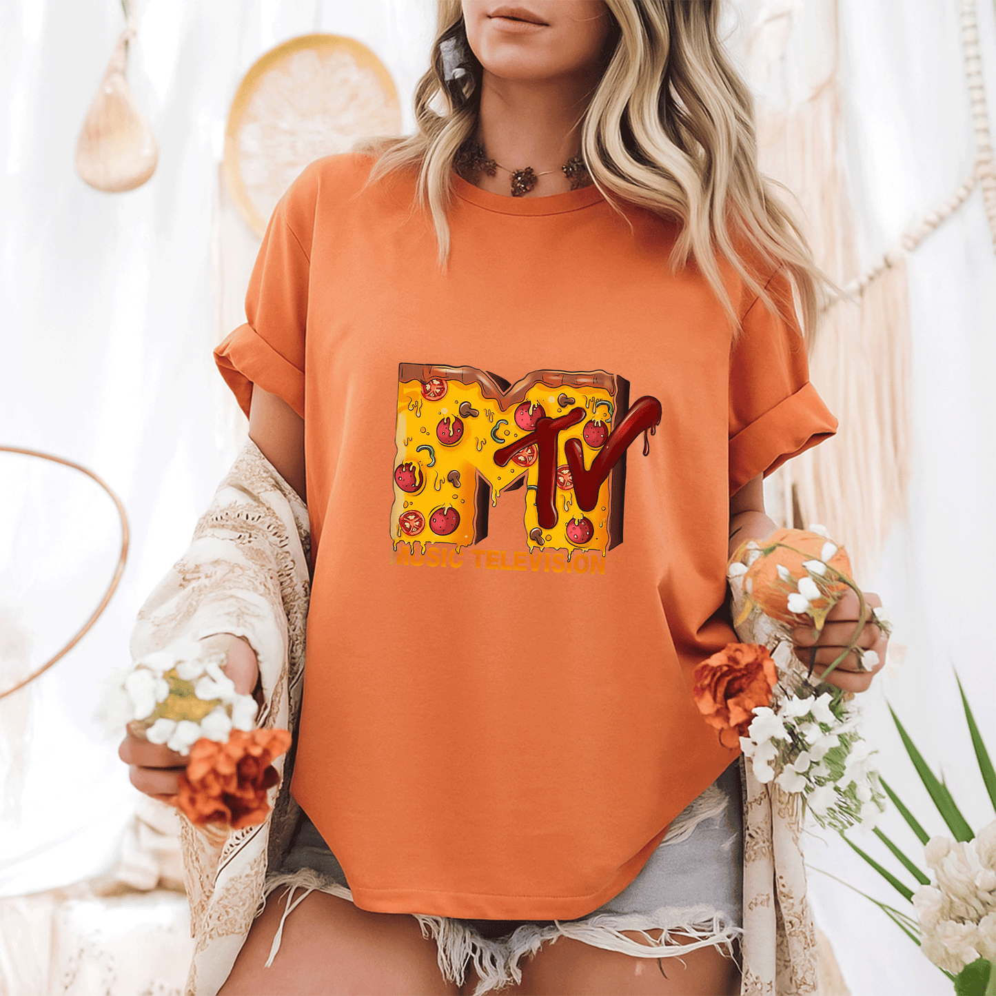 Mademark x MTV Pizza Lover T-Shirt Featuring Original MTV Logo β Perfect for Foodies and Music Fans Alike! - 6