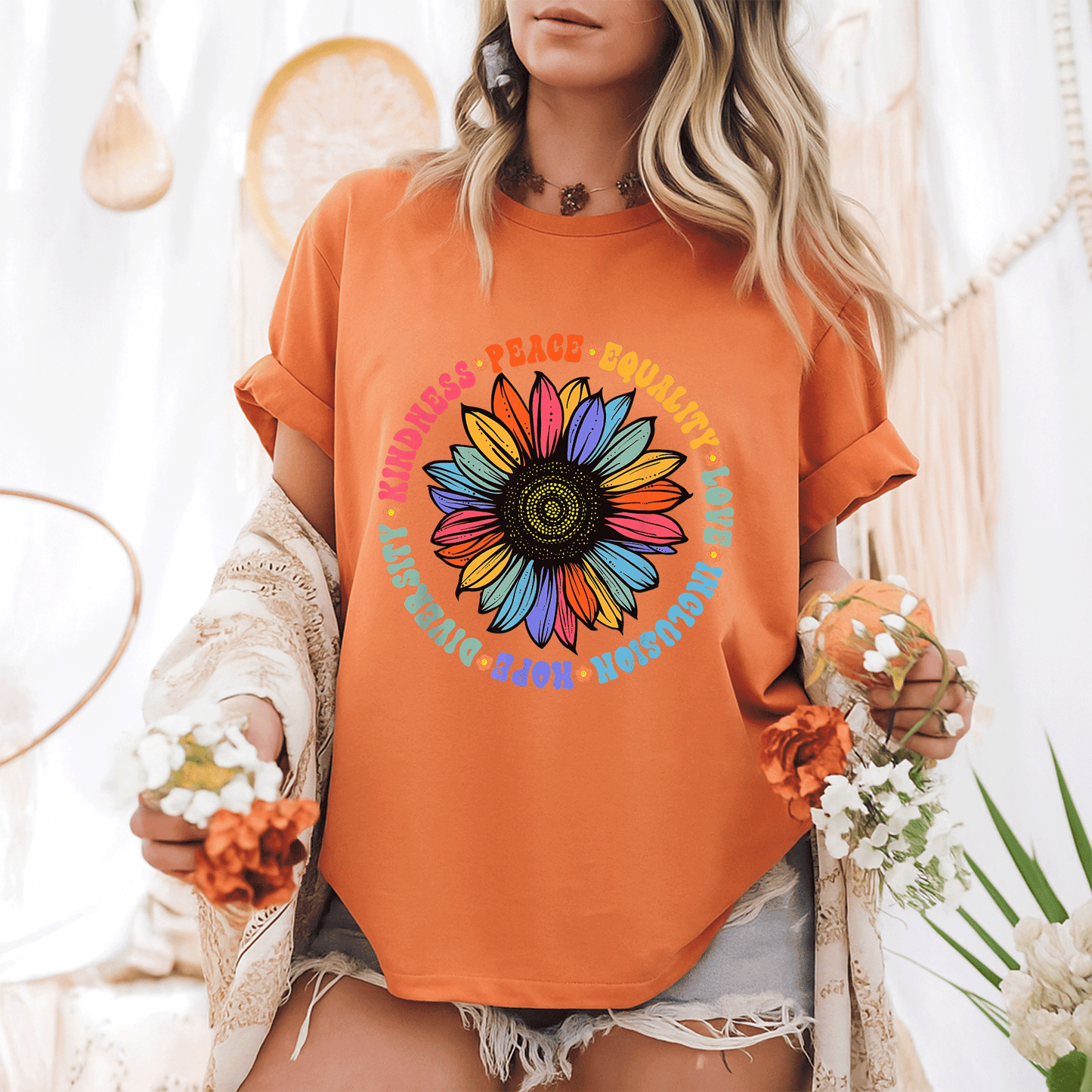 Kindness Love Equality Diverse Human Rights T-Shirt – Spread Peace, Hope, and Unity with Vibrant Graphic Design - 6