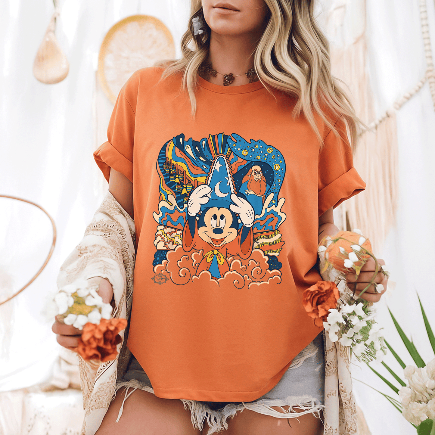 Retro Disney Fantasia Sorcerer's Apprentice Mickey Mouse T-Shirt – Classic Animation Style Graphic Tee for Fans - 6