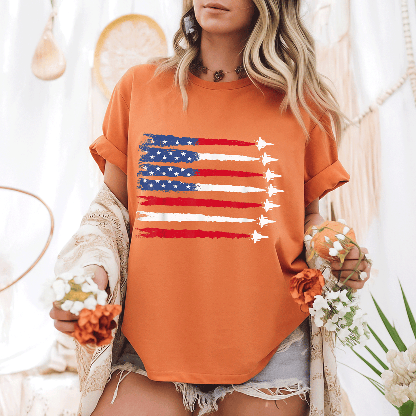 Patriotic USA Flag Fighter Jets 4th of July T-Shirt for Men and Women - Celebrate Independence Day in Style! - 6