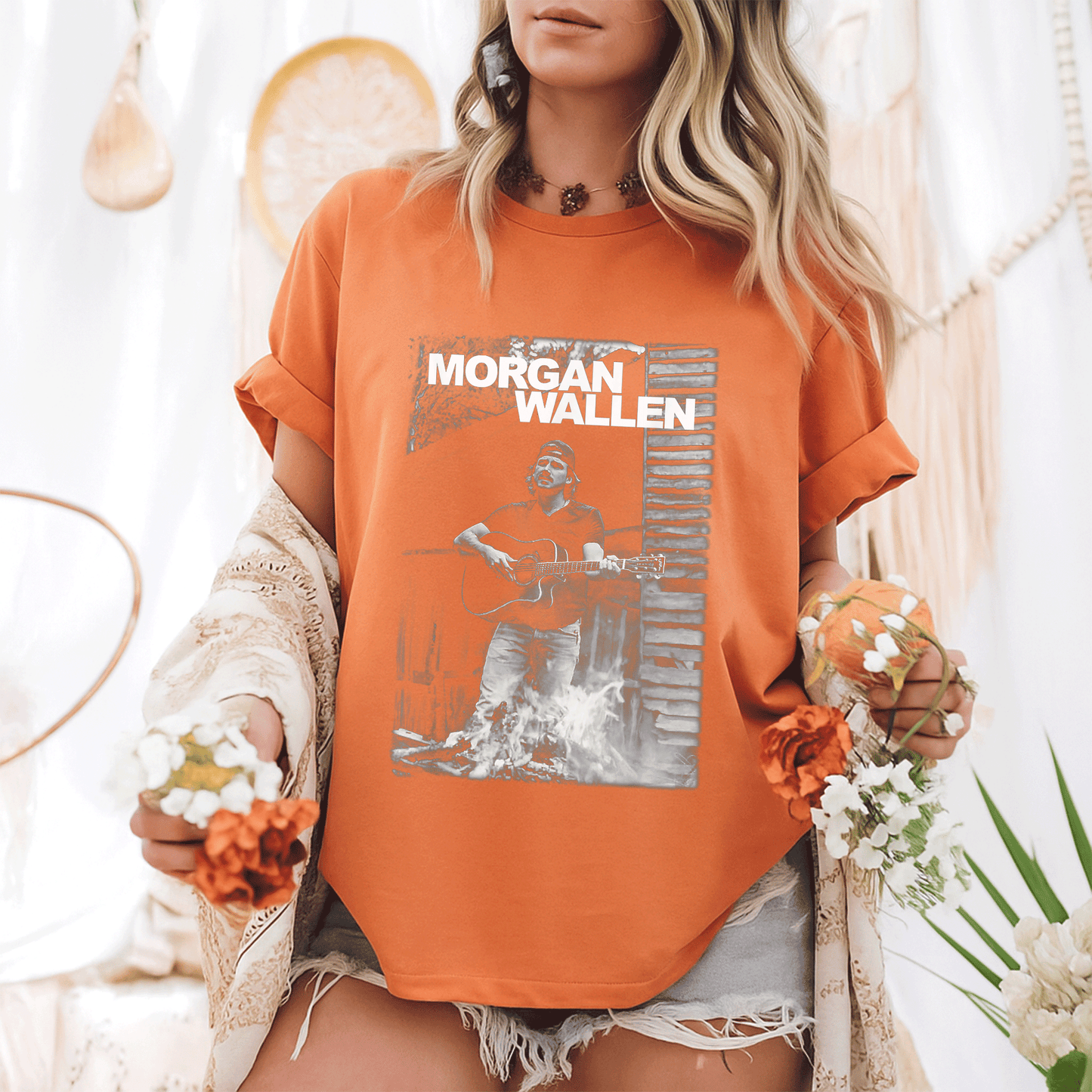 Official Morgan Wallen Guitar Photo T-Shirt - Stylish Tribute to Country Music Icon with Striking Graphic Design - 6