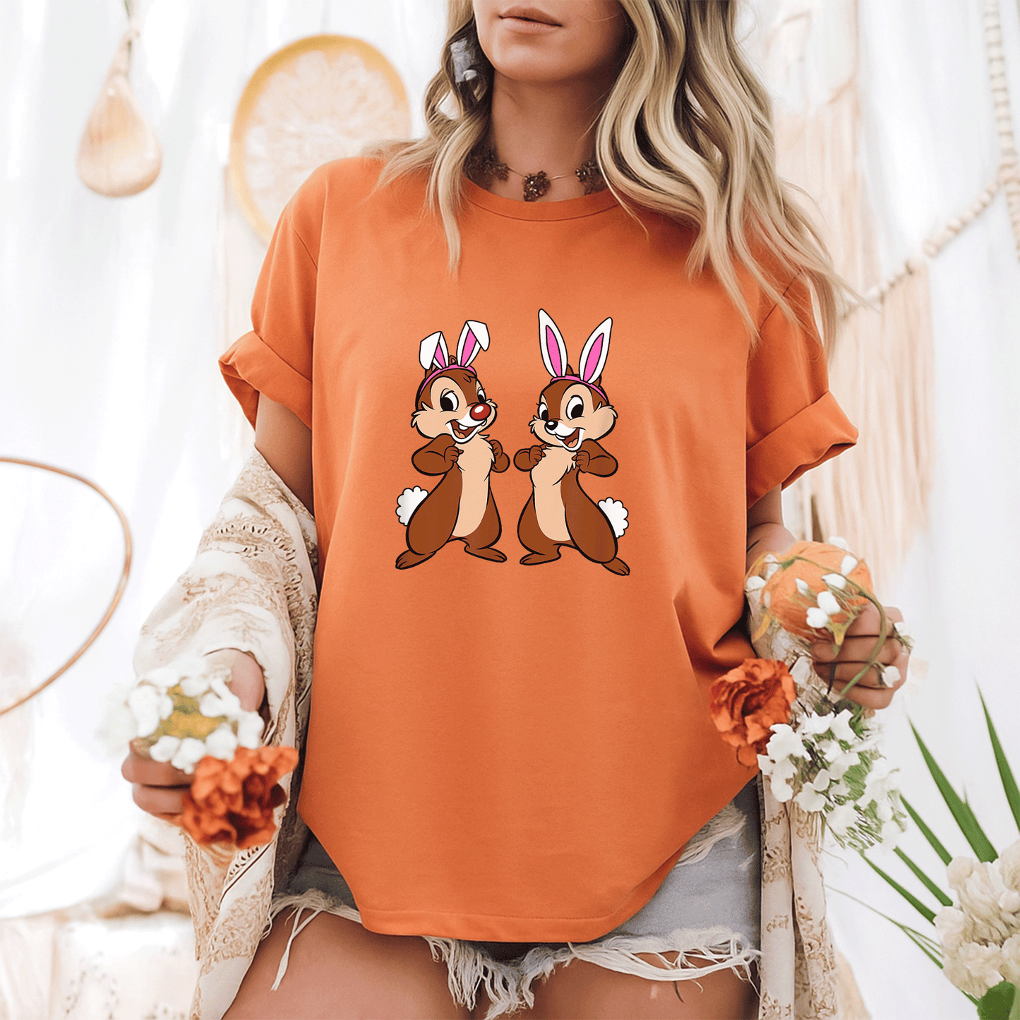 Cute Chip 'n' Dale Easter Bunny Ears T-Shirt from Amazon Essentials for Spring Celebrations and Family Fun - 6