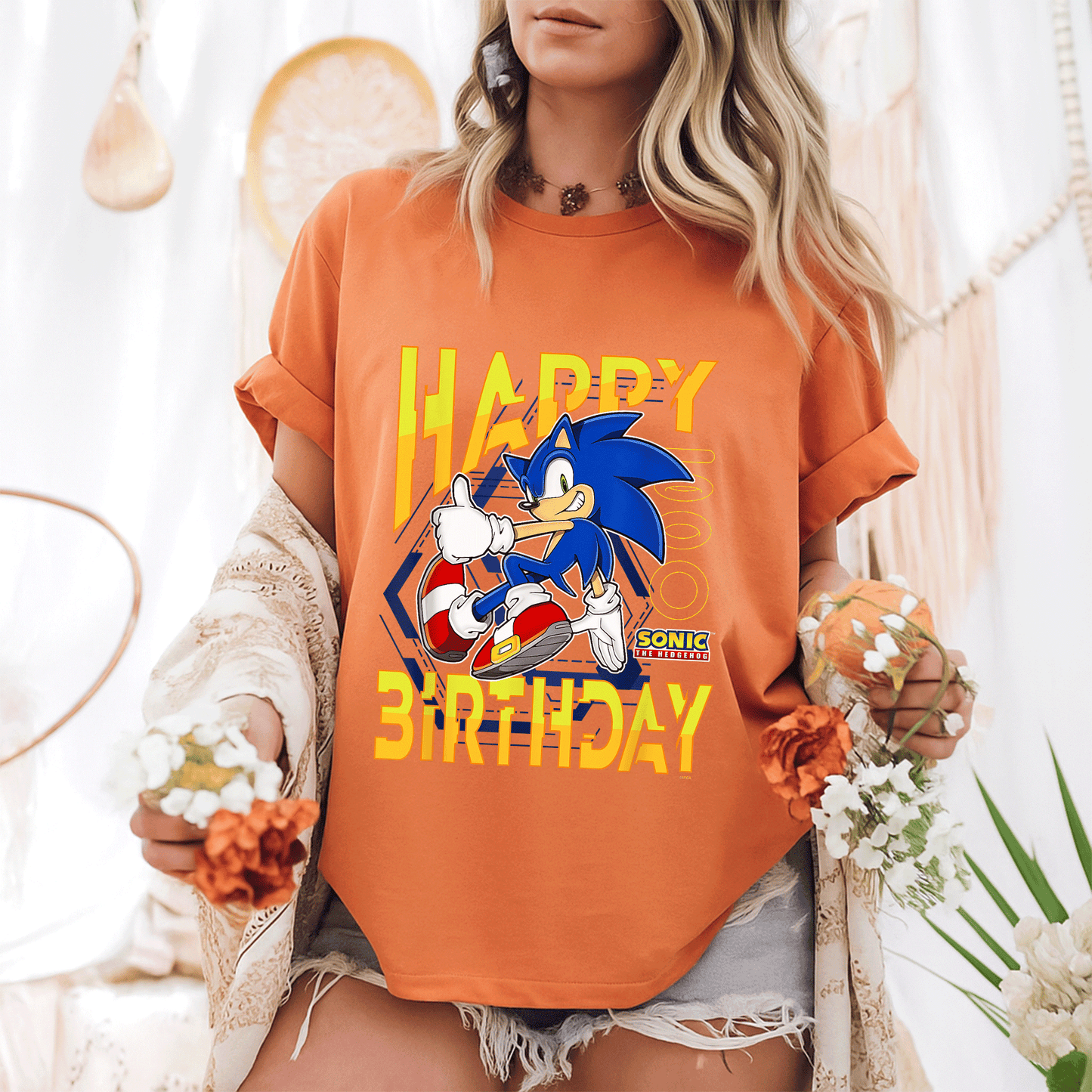 Sonic the Hedgehog Birthday T-Shirt with Happy Birthday Thumbs Up Logo - Perfect Gift for Sonic Fans and Kids - 6