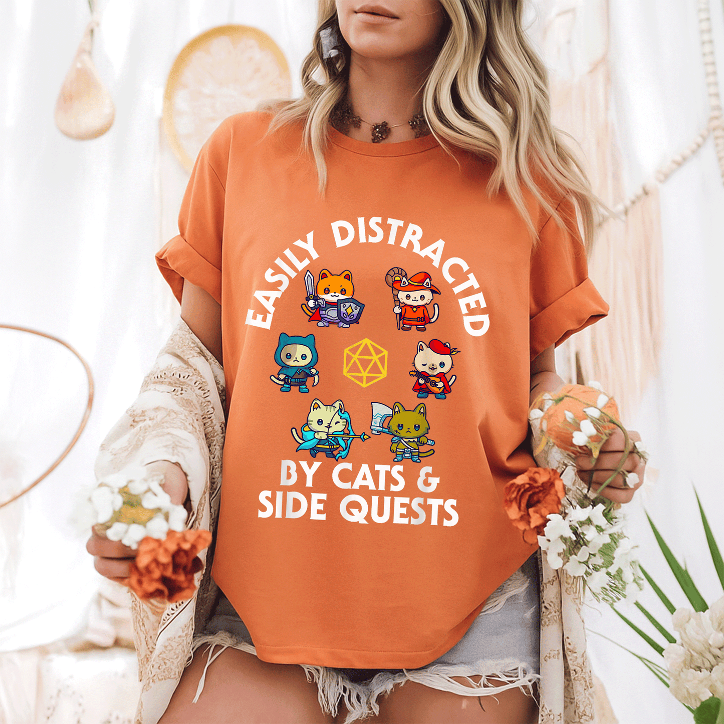 RPG Gamer Cats D20 Dice T-Shirt for Nerdy Geeks - Fun Cat Design for Men, Women, and Kids Who Love Gaming! - 6