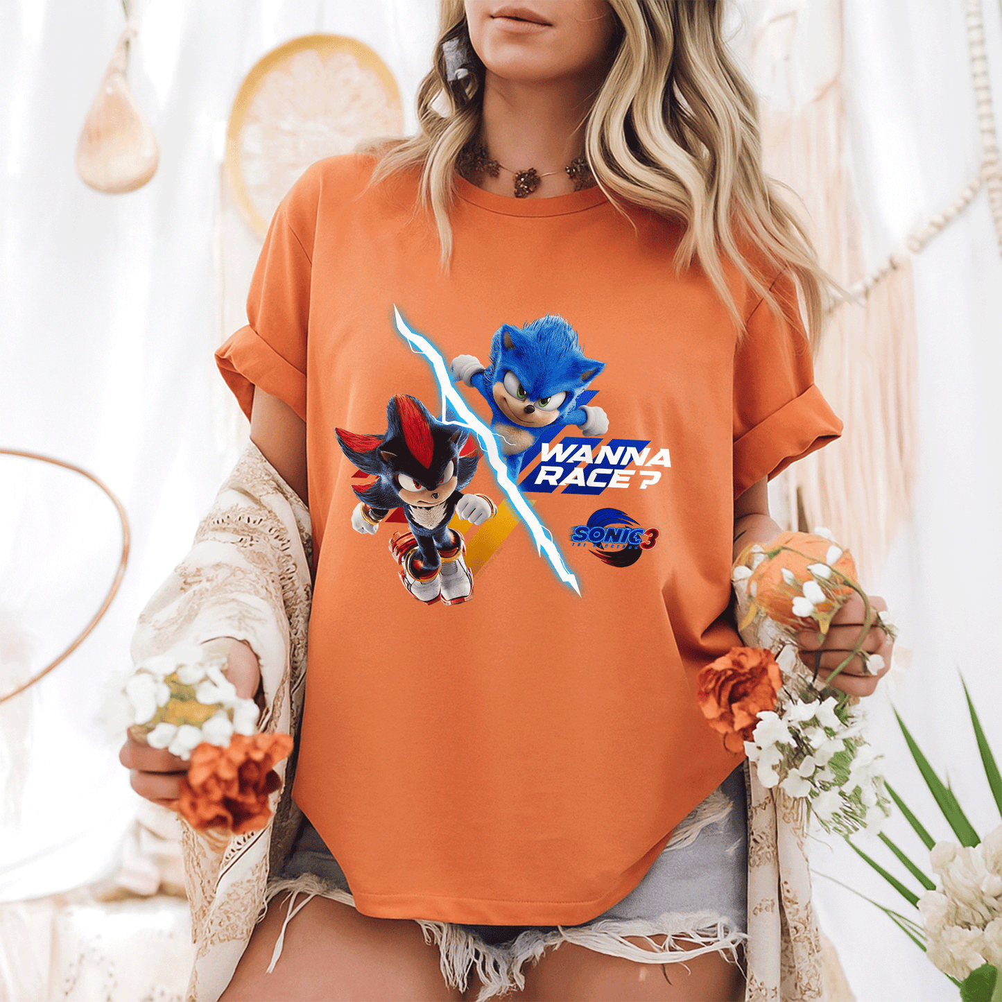 Sonic the Hedgehog 3 Wanna Race T-Shirt for Gamers – Fun & Stylish Graphic Tee Featuring Iconic Racing Design - 6