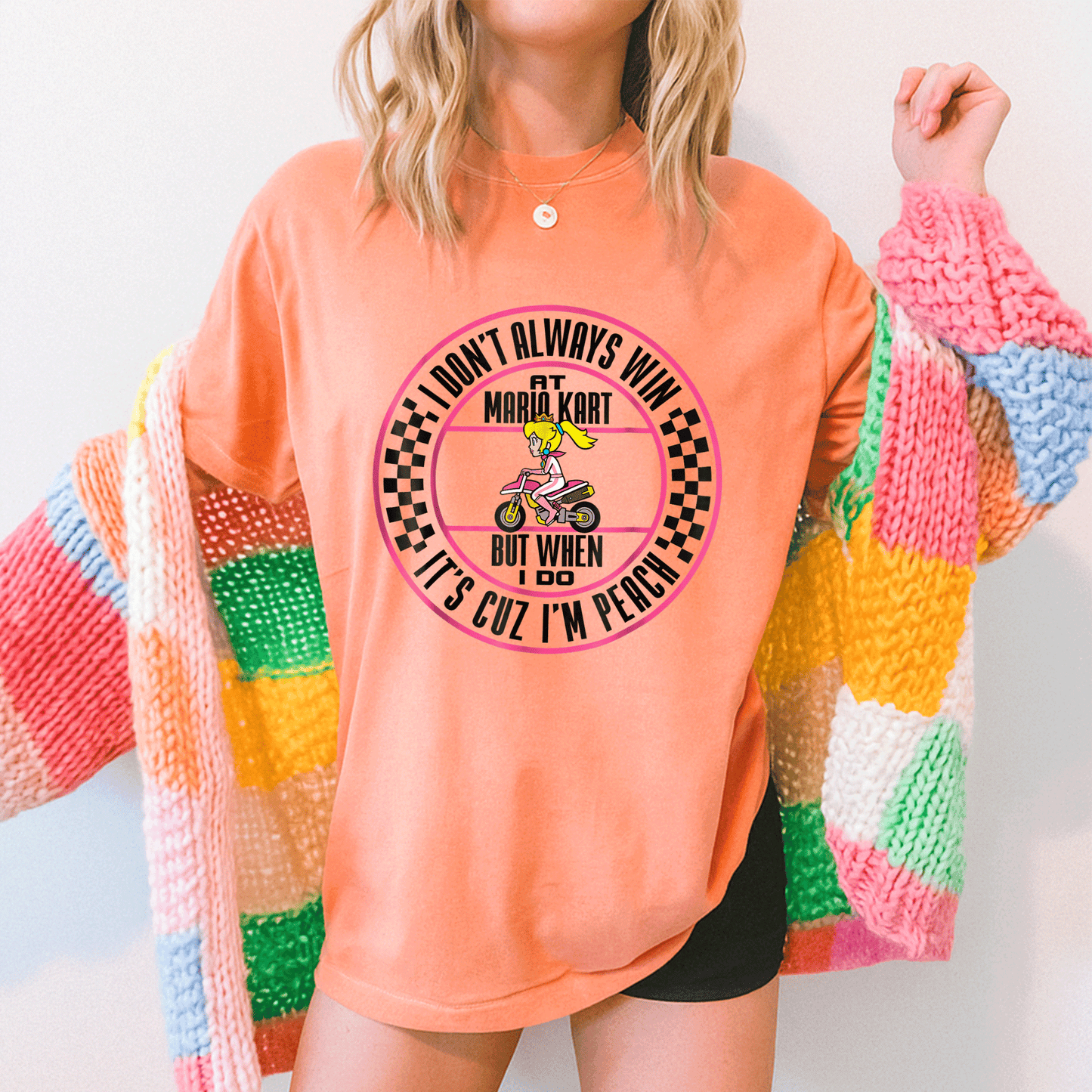 Win the race in style with our Peach Graphic T-Shirt from Mario Kart, perfect for fans and gamers who love fun fashion! - 5