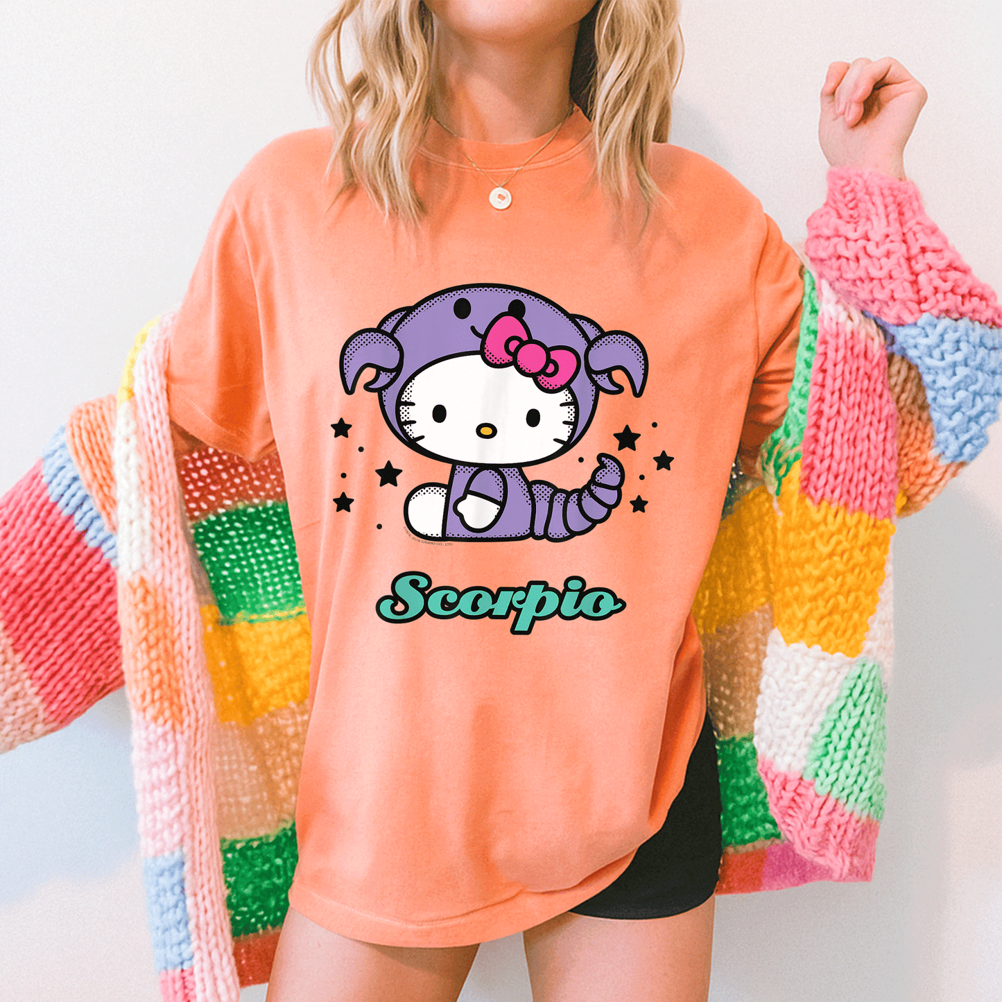 Cute Hello Kitty Scorpio Zodiac Tee Shirt - Adorable Design for Astrology Lovers - Stylish and Comfy Apparel for Feline Fans - 5