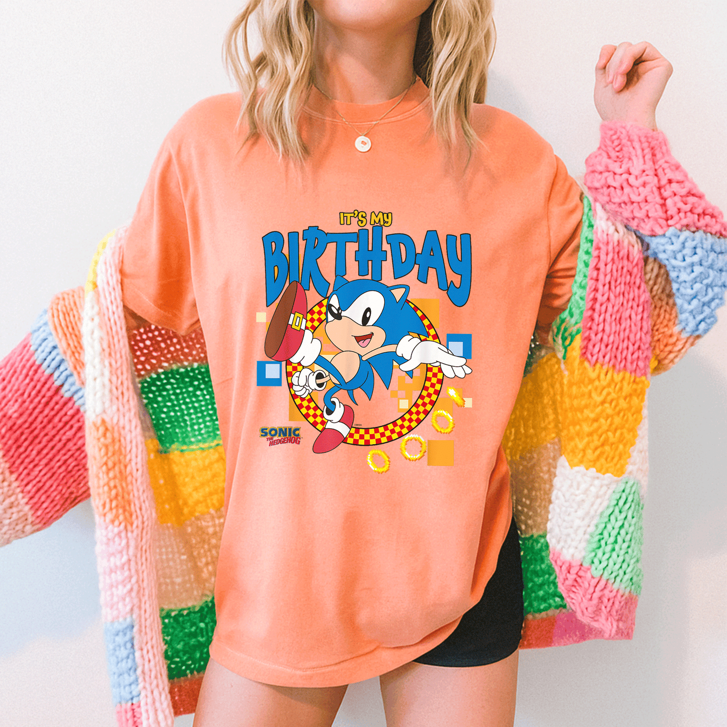 Sonic the Hedgehog Birthday T-Shirt for Kids - Fun Cheerful Design Perfect for Party Celebrations and Special Days - 5