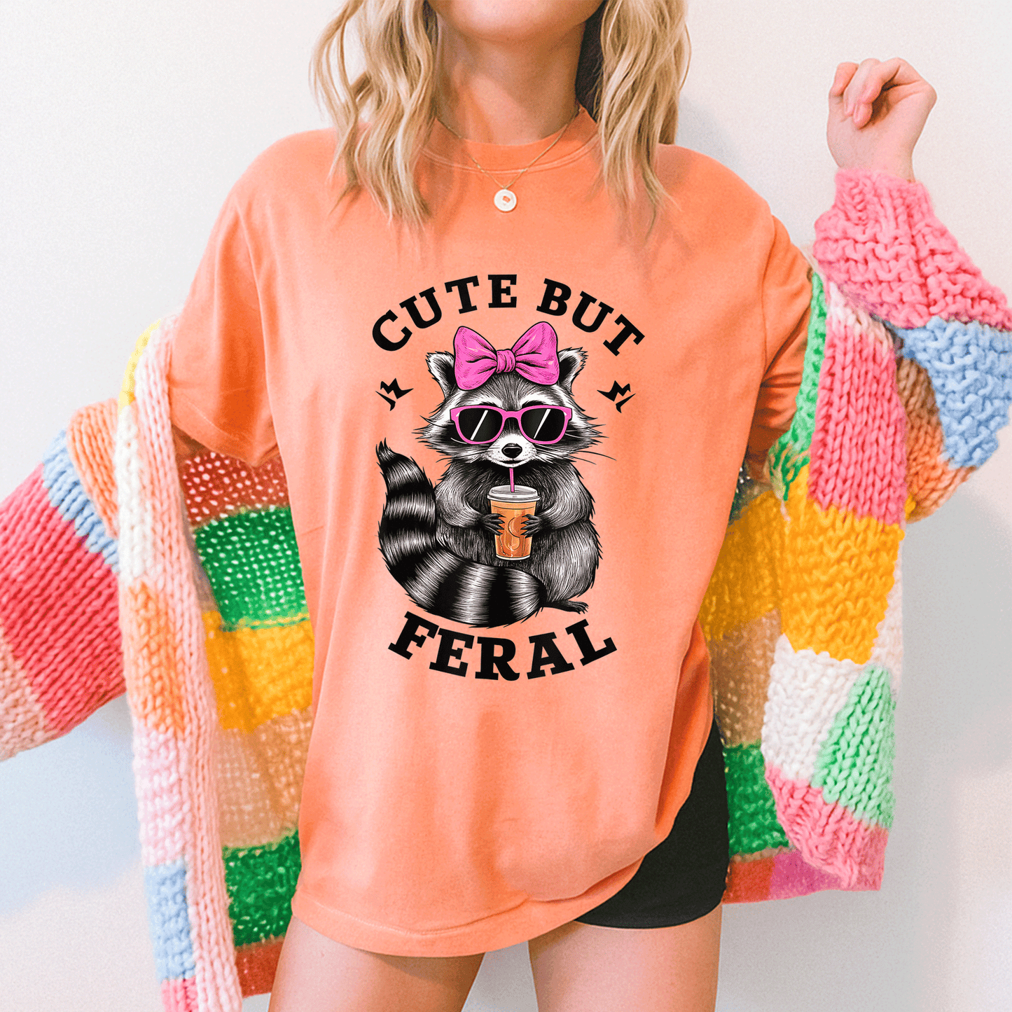 Cute Feral Raccoon T-Shirt with Sunglasses | Fun and Colorful Graphic Tee for Animal Lovers and Casual Wear - 5