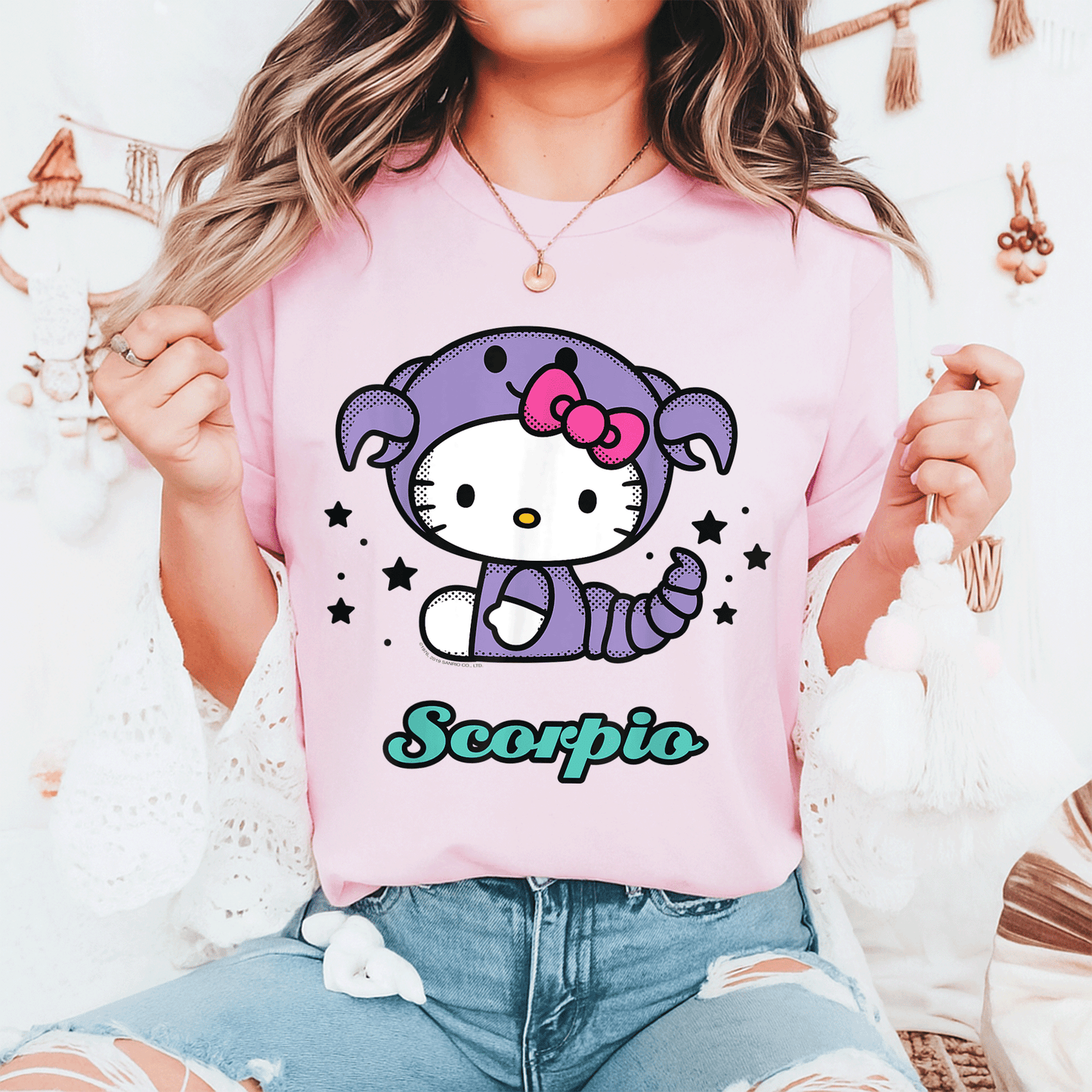 Cute Hello Kitty Scorpio Zodiac Tee Shirt - Adorable Design for Astrology Lovers - Stylish and Comfy Apparel for Feline Fans - 6