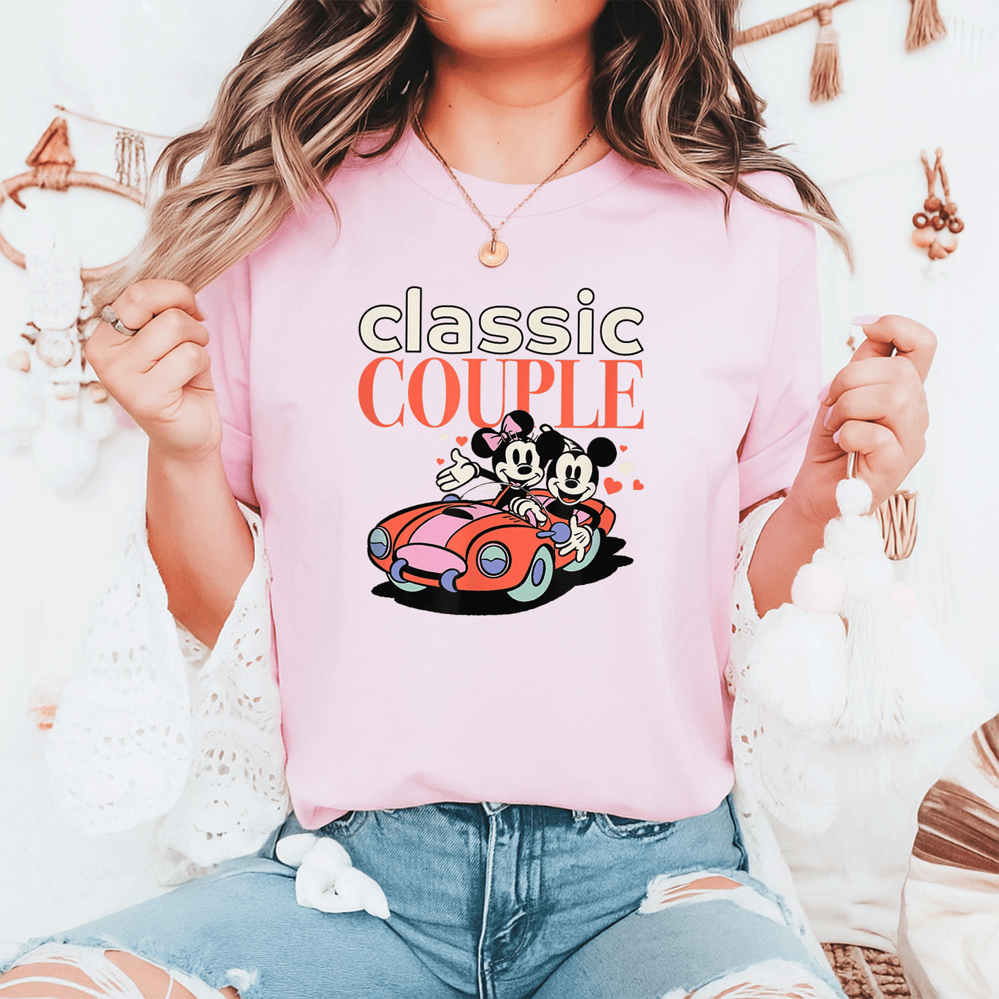 Cute Amazon Essentials Mickey and Minnie Valentine's Day Classic Couple T-Shirt for Couples Celebrating Love in Style - 6