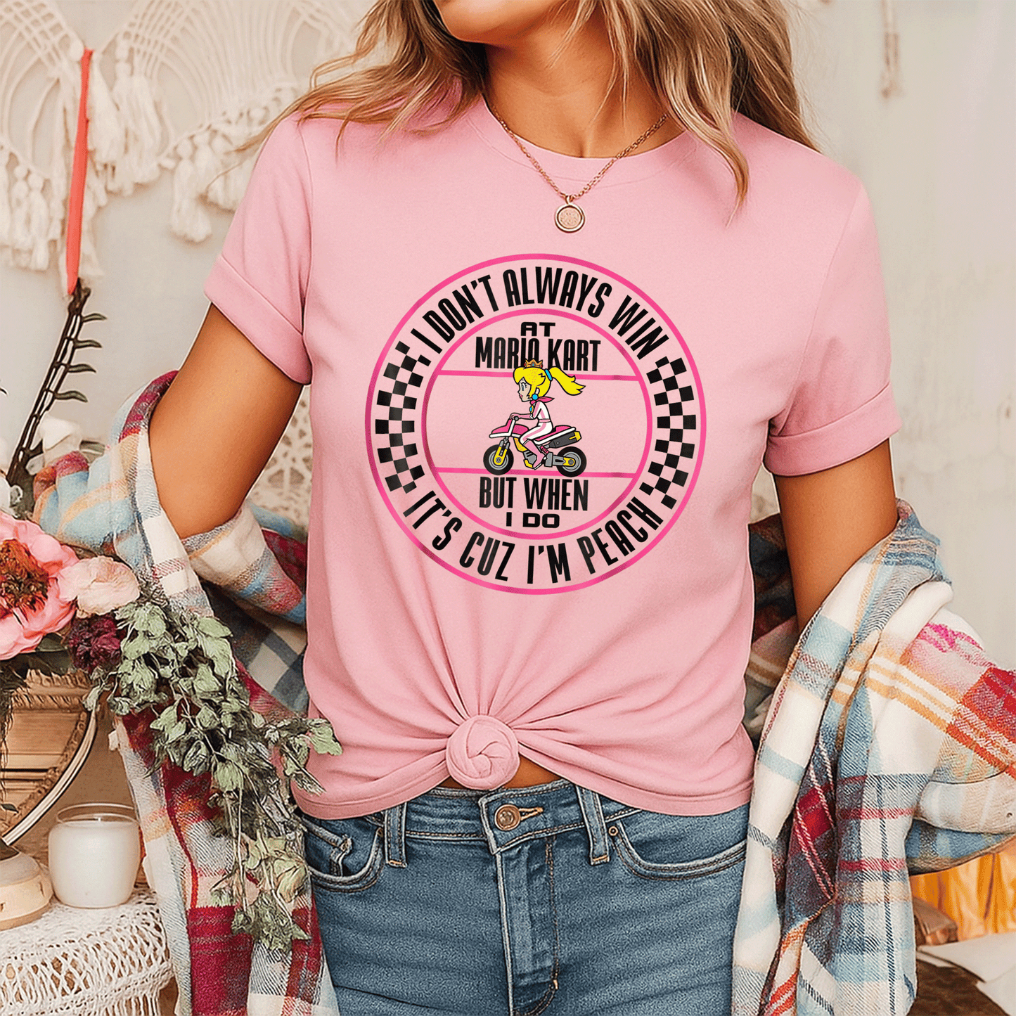 Win the race in style with our Peach Graphic T-Shirt from Mario Kart, perfect for fans and gamers who love fun fashion! - 7