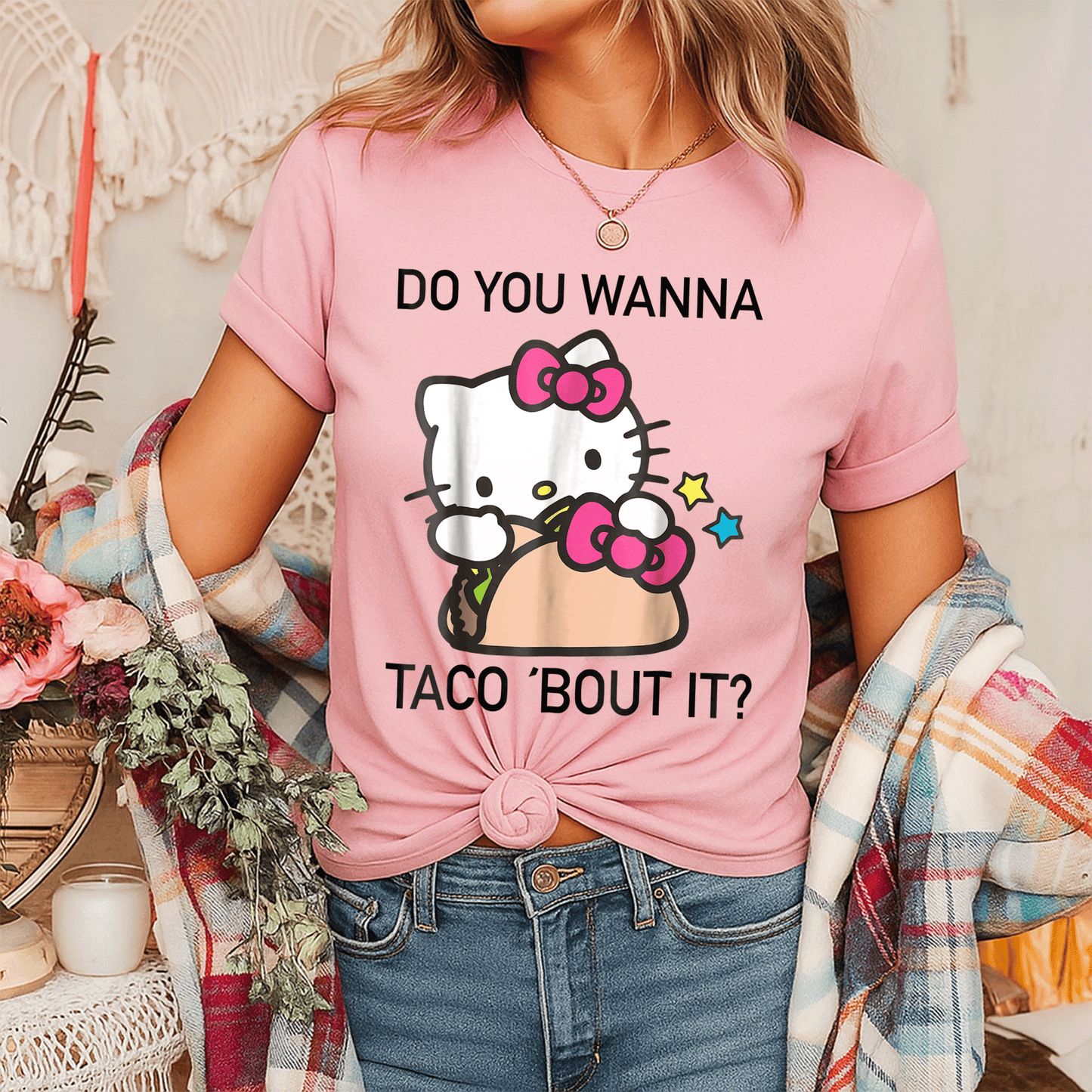 Hello Kitty Taco Bout It Tee Shirt Cute and Fun Graphic Tee for Cat Lovers and Foodies Perfect Gift for Kids and Adults - 7