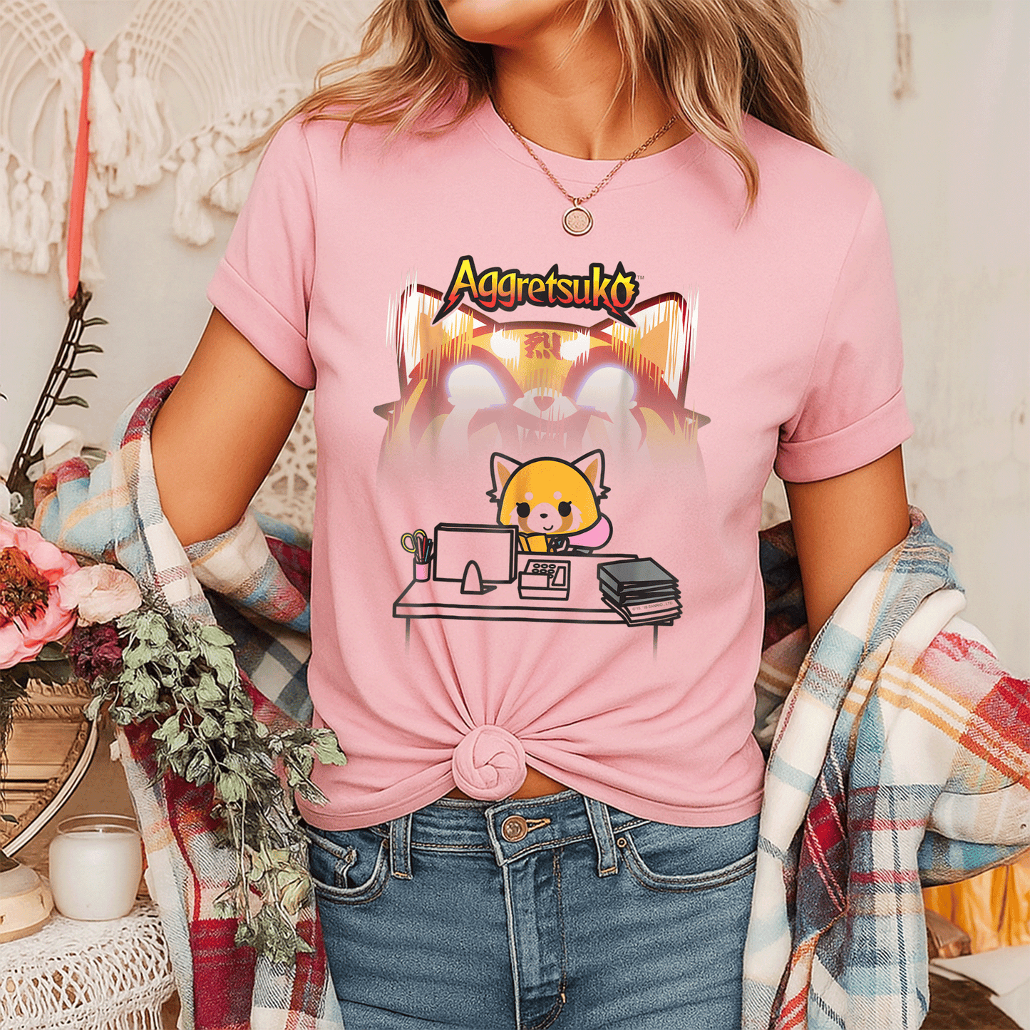 Aggretsuko Secret Rage Tee Shirt - Adorable Anime Design Featuring Raging Red Panda for Fun and Stylish Casual Wear - 7