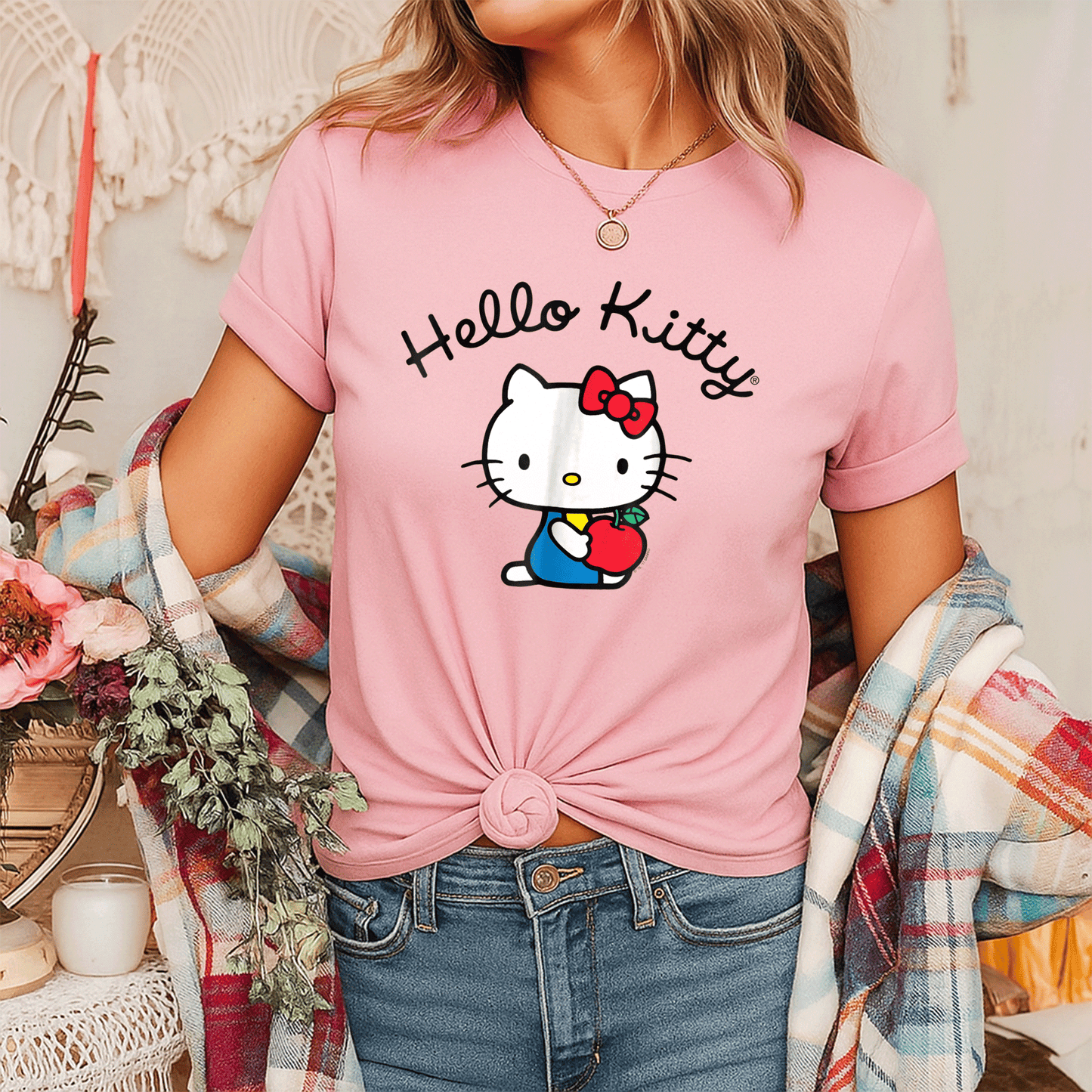 Cute Hello Kitty Retro Logo Tee Shirt for Stylish Fans - Classic Design, Perfect for Casual Wear and Nostalgic Vibes - 7