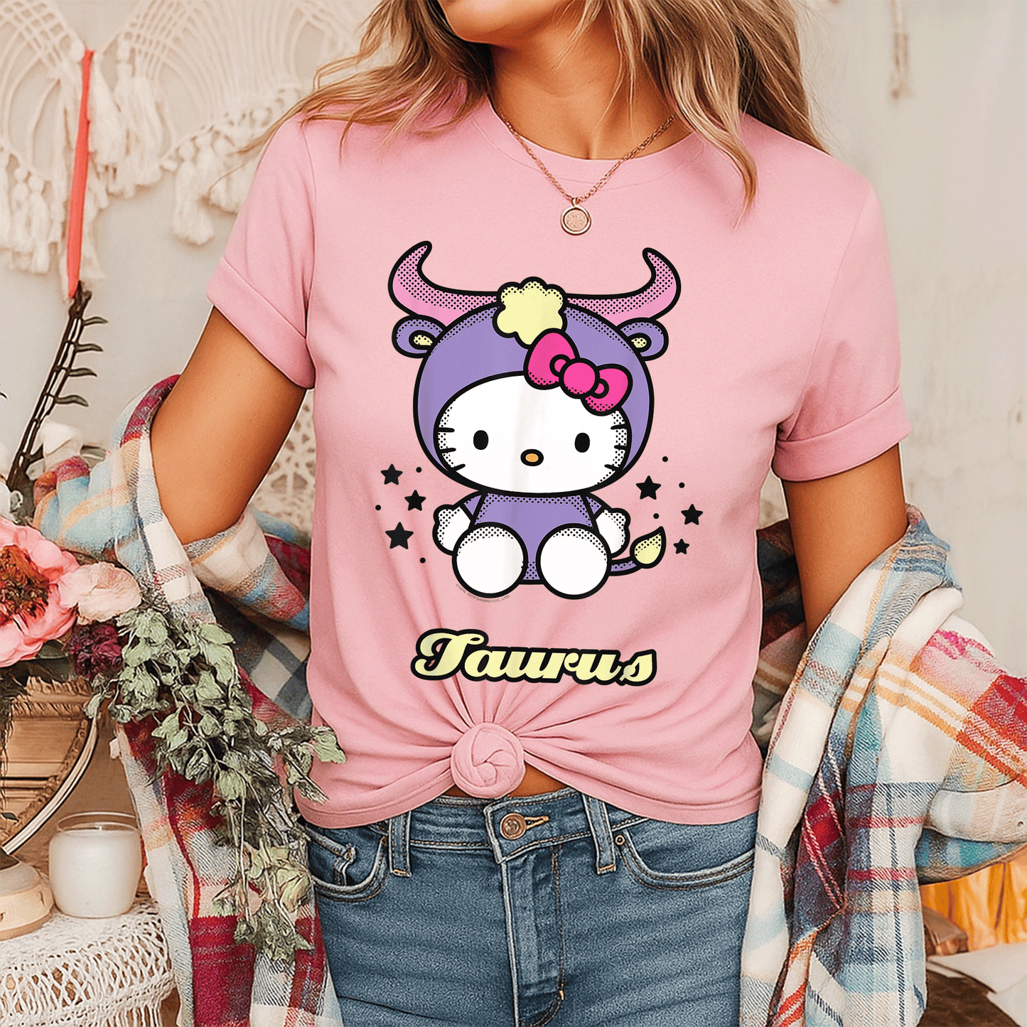 Cute Hello Kitty Taurus Tee Shirt Celebrate Your Zodiac Sign with Adorable Hello Kitty Graphics Perfect for Taurus Fans - 7