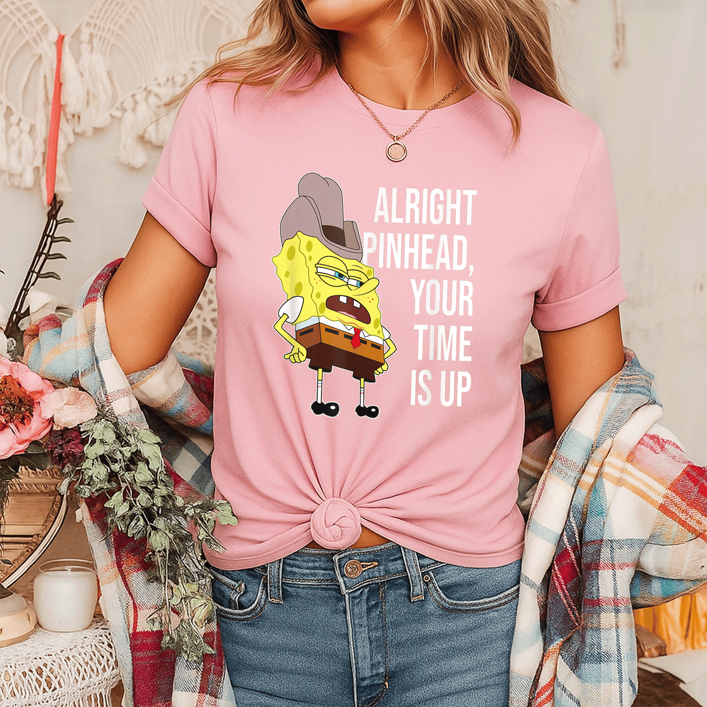 Mademark x SpongeBob SquarePants Alright Pinhead Your Time is Up Graphic T-Shirt for Fans of Fun and Retro Style - 7