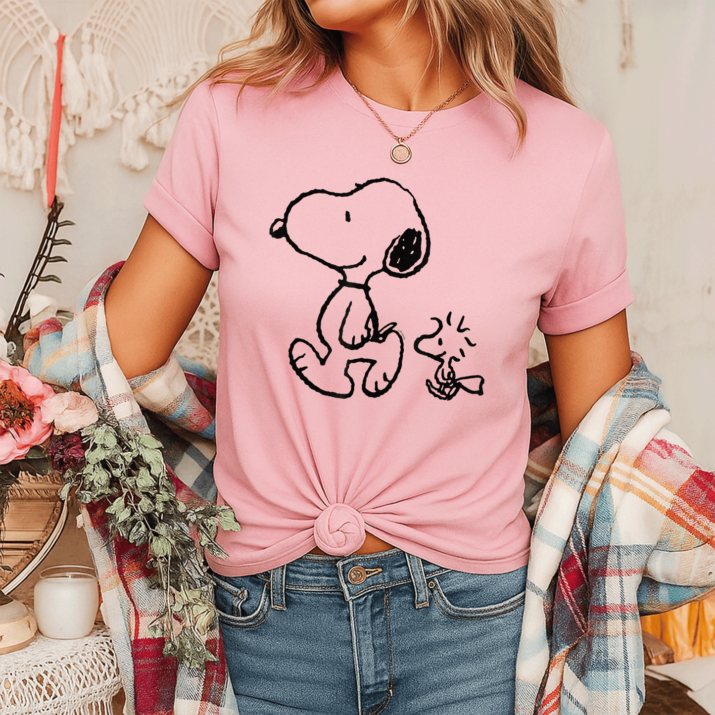 Snoopy and Woodstock Walk T-Shirt - Fun Peanuts Graphic Tee for Fans of Classic Cartoon Characters and Supporters of Friendship - 7