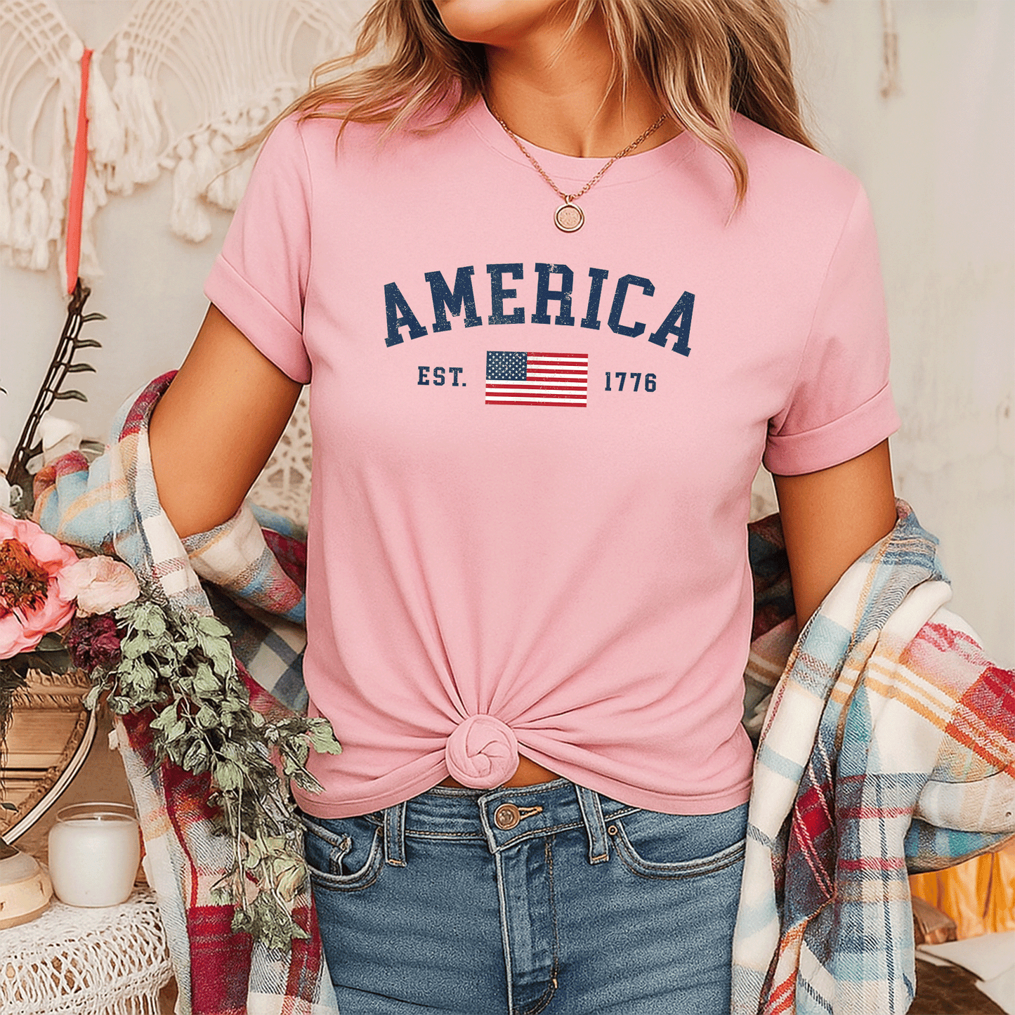 Patriotic American Flag T-Shirt for 4th of July Celebrations, USA Independence Day Tees for Men and Women - 7