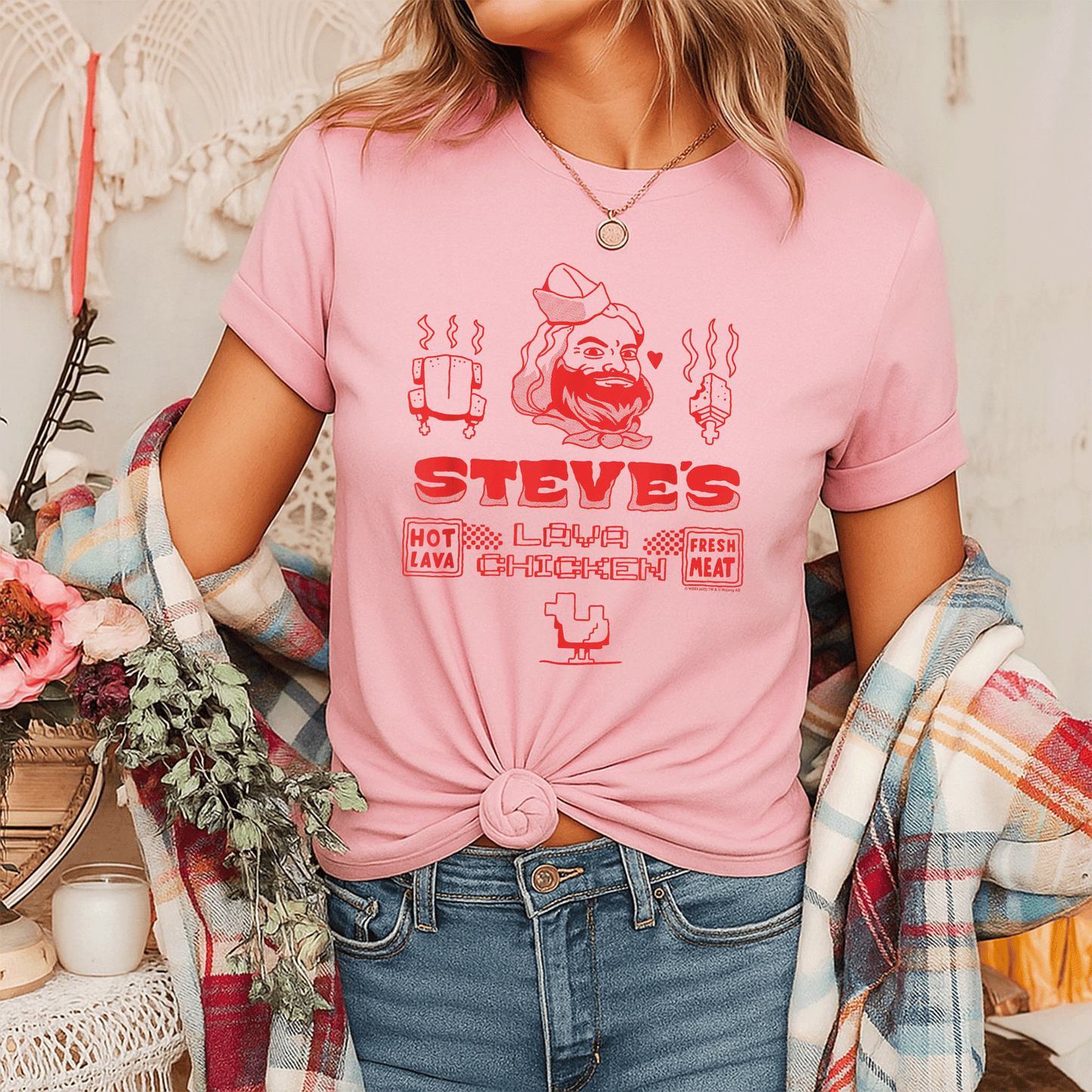 Minecraft Movie Steve's Lava Chicken Restaurant Logo T-Shirt - Fun Graphic Tee for Gamers and Fans of Steve's Adventures - 7