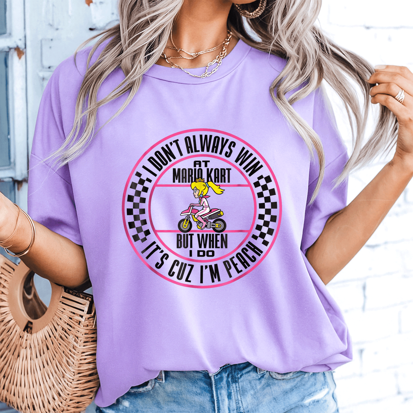 Win the race in style with our Peach Graphic T-Shirt from Mario Kart, perfect for fans and gamers who love fun fashion! - 8