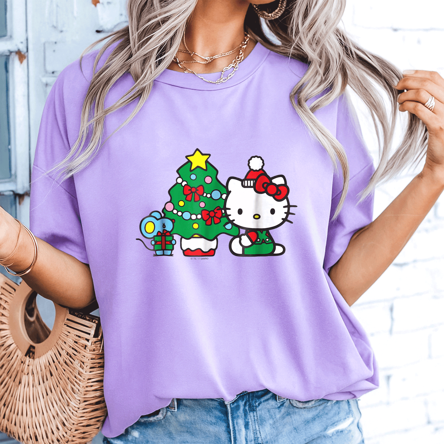 Cute Hello Kitty Christmas Tree Tee Shirt Festive Holiday Apparel for Kids and Adults - Perfect for Family Celebrations - 8