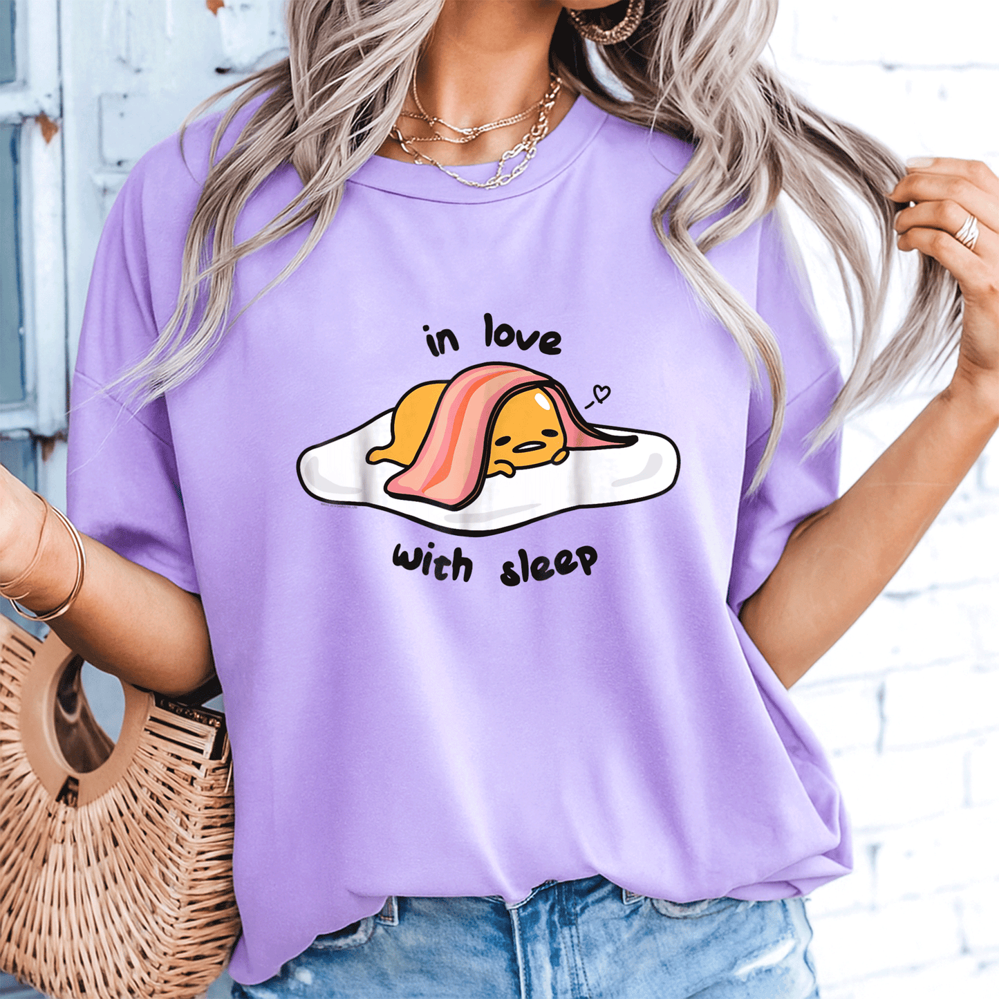 Cute Gudetama In Love with Sleep Tee Shirt - Adorable Lazy Egg Graphic Tee for Fans of Kawaii and Cozy Style - 8