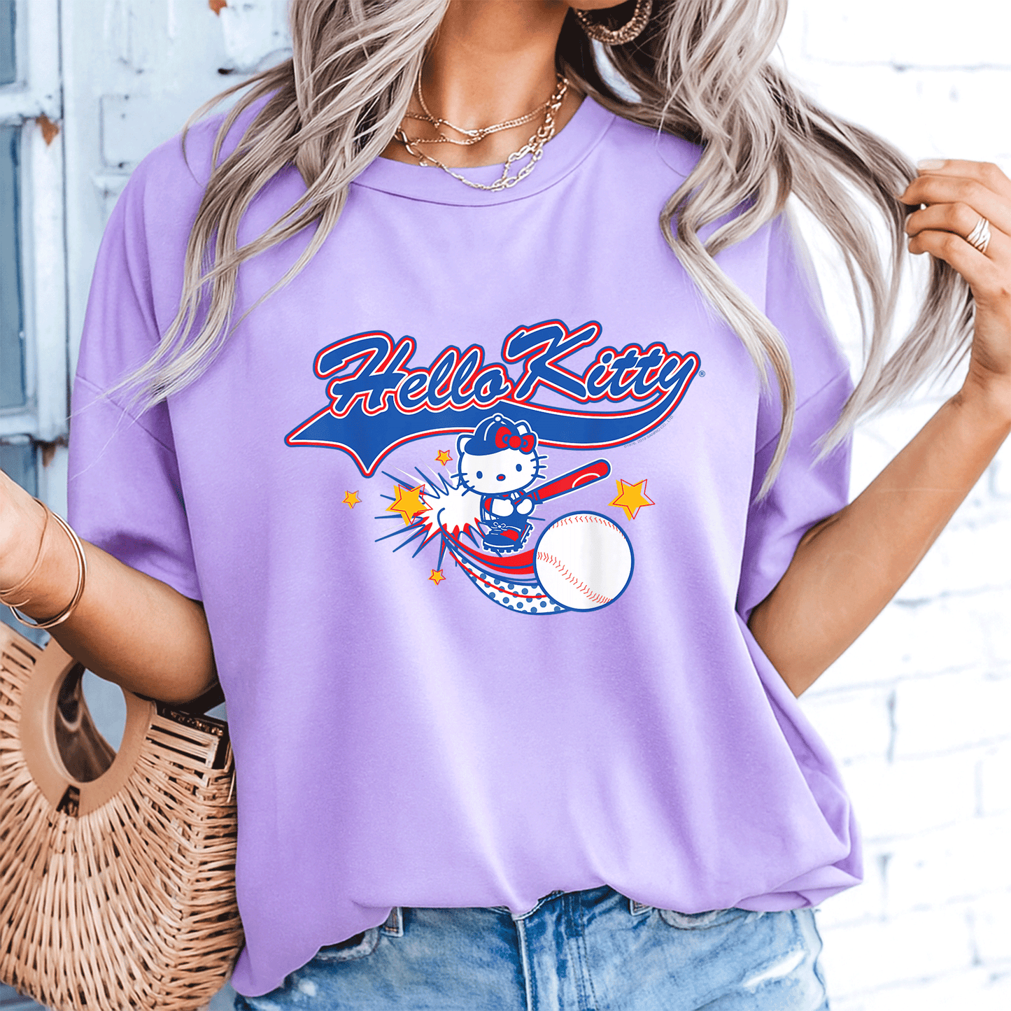 Cute Hello Kitty Home Run Baseball Softball Tee Shirt for Kids and Adults Perfect for Game Day and Sports Fans - 8