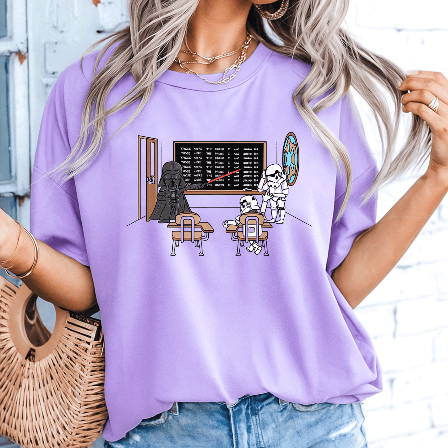 Star Wars Darth Vader Doodle T-Shirt for Fans Those Were The Droids Classroom Style Fun Graphic Tee for Kids and Adults - 8
