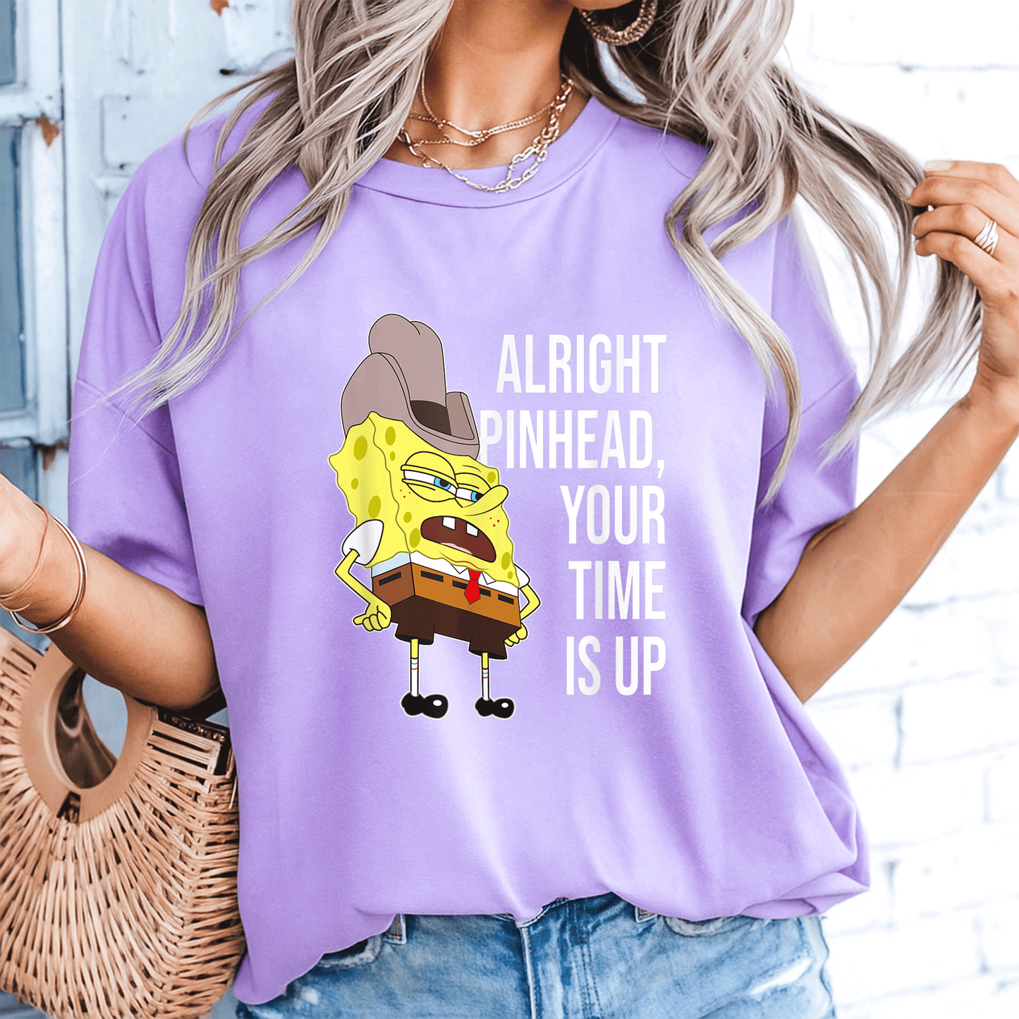 Mademark x SpongeBob SquarePants Alright Pinhead Your Time is Up Graphic T-Shirt for Fans of Fun and Retro Style - 8