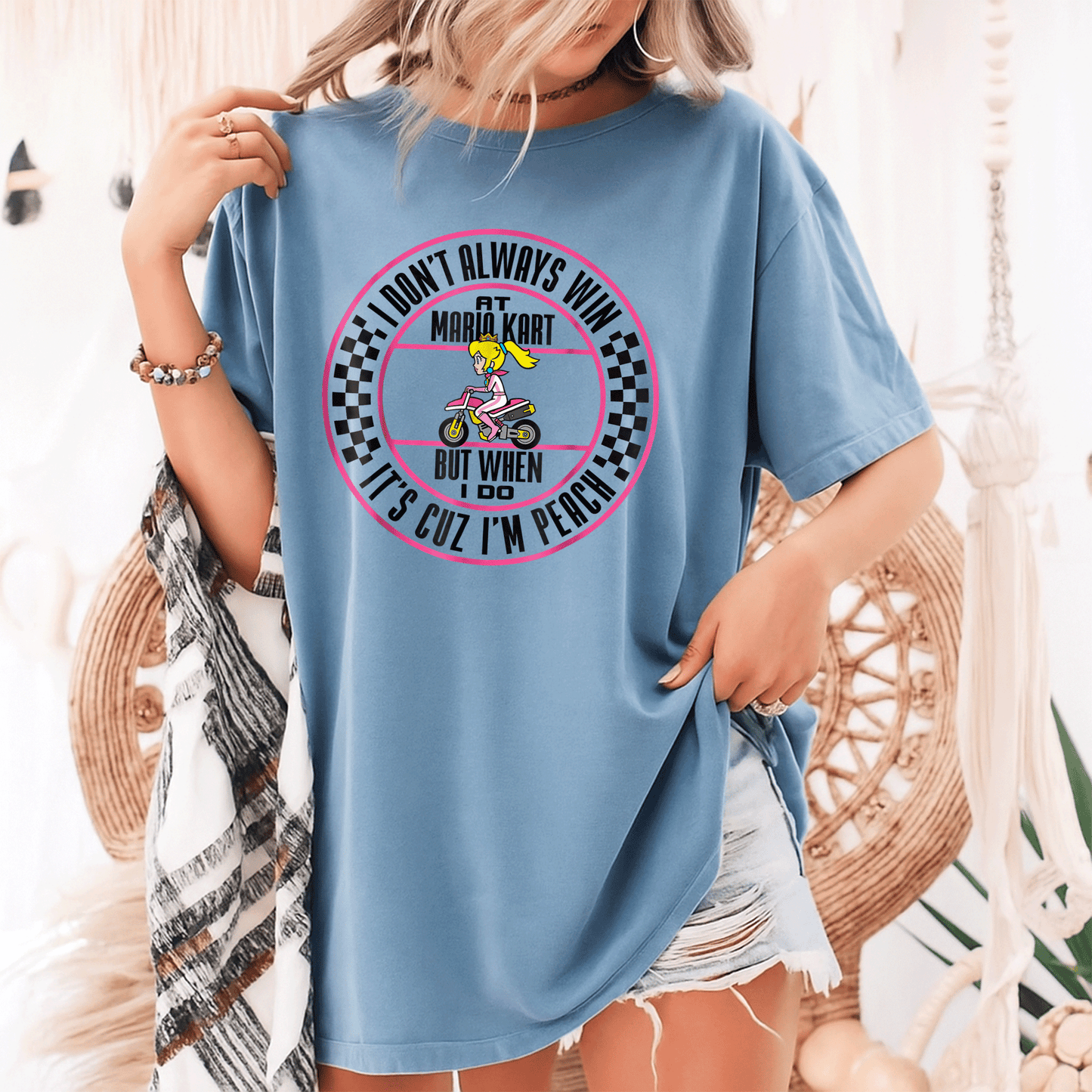 Win the race in style with our Peach Graphic T-Shirt from Mario Kart, perfect for fans and gamers who love fun fashion! - 9