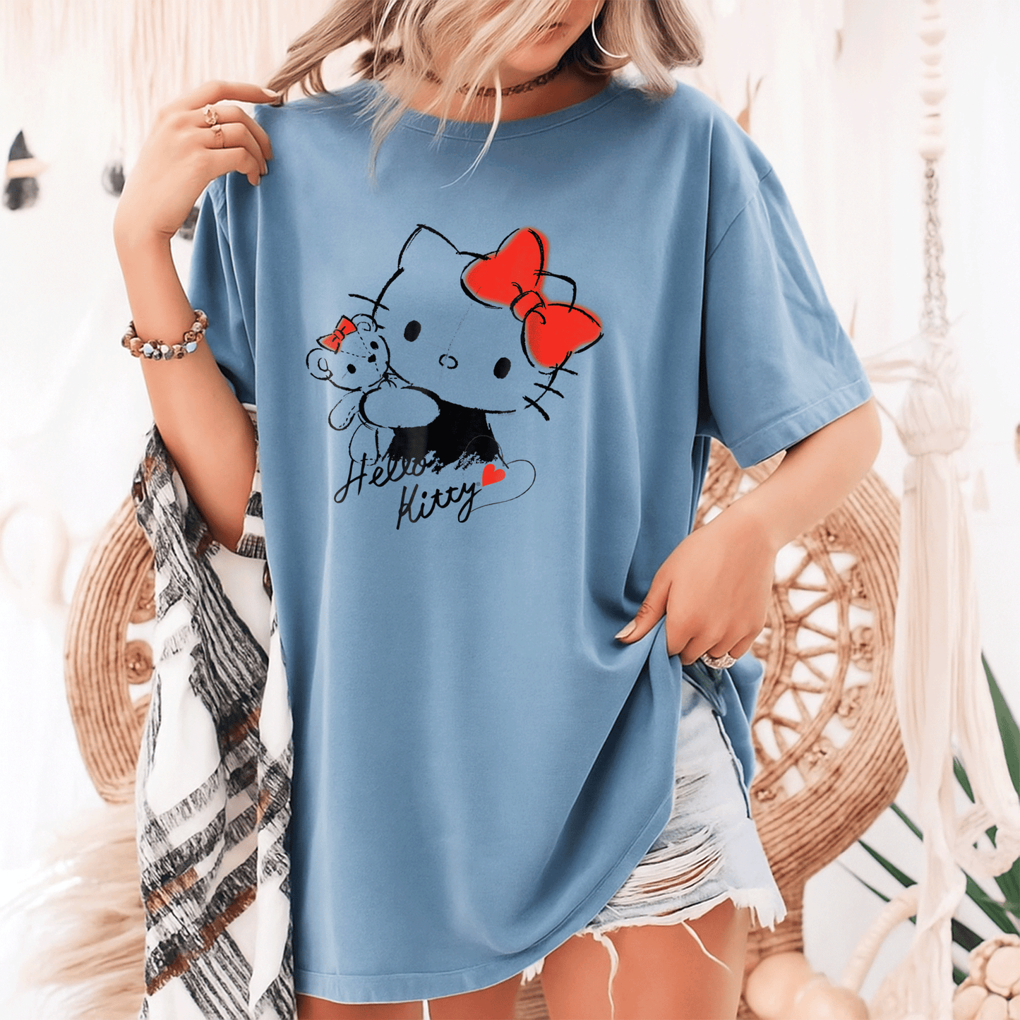 Cute Hello Kitty and Tiny Chum Graphic Tee for Kids - Adorable Characters in a Fun Design Perfect for Everyday Wear - 9
