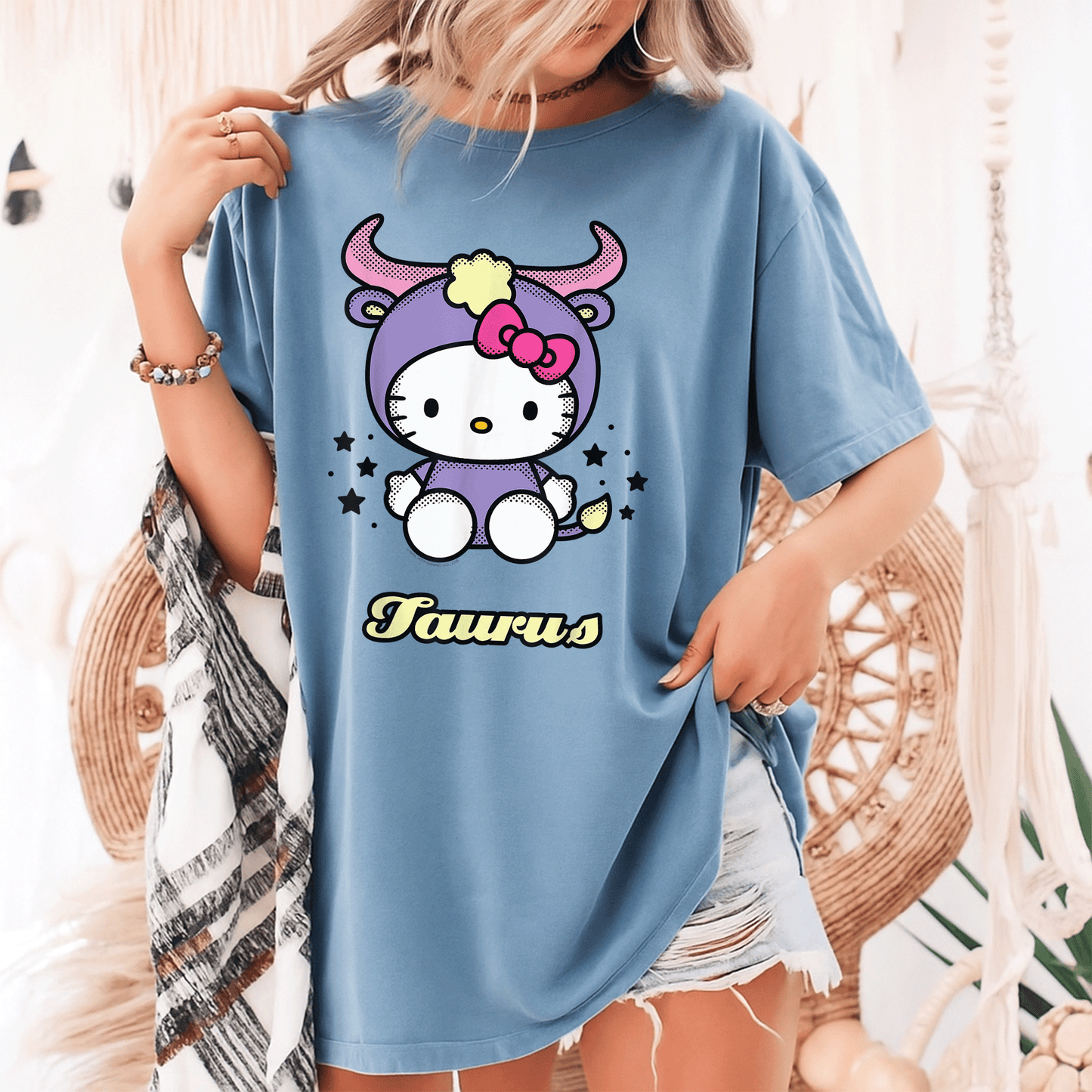 Cute Hello Kitty Taurus Tee Shirt Celebrate Your Zodiac Sign with Adorable Hello Kitty Graphics Perfect for Taurus Fans - 9