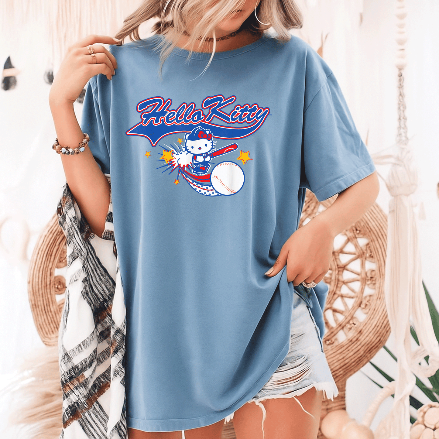 Cute Hello Kitty Home Run Baseball Softball Tee Shirt for Kids and Adults Perfect for Game Day and Sports Fans - 9