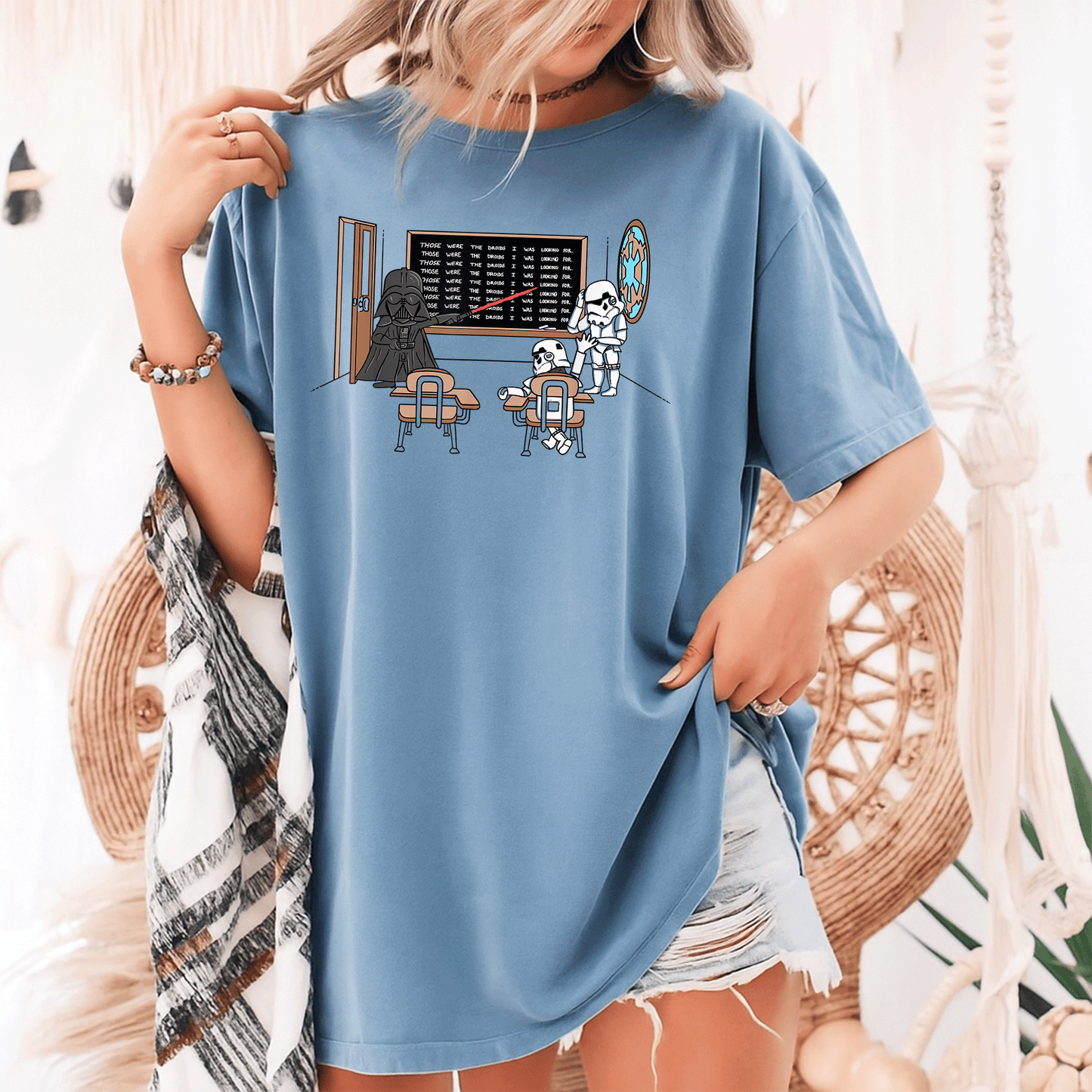 Star Wars Darth Vader Doodle T-Shirt for Fans Those Were The Droids Classroom Style Fun Graphic Tee for Kids and Adults - 9