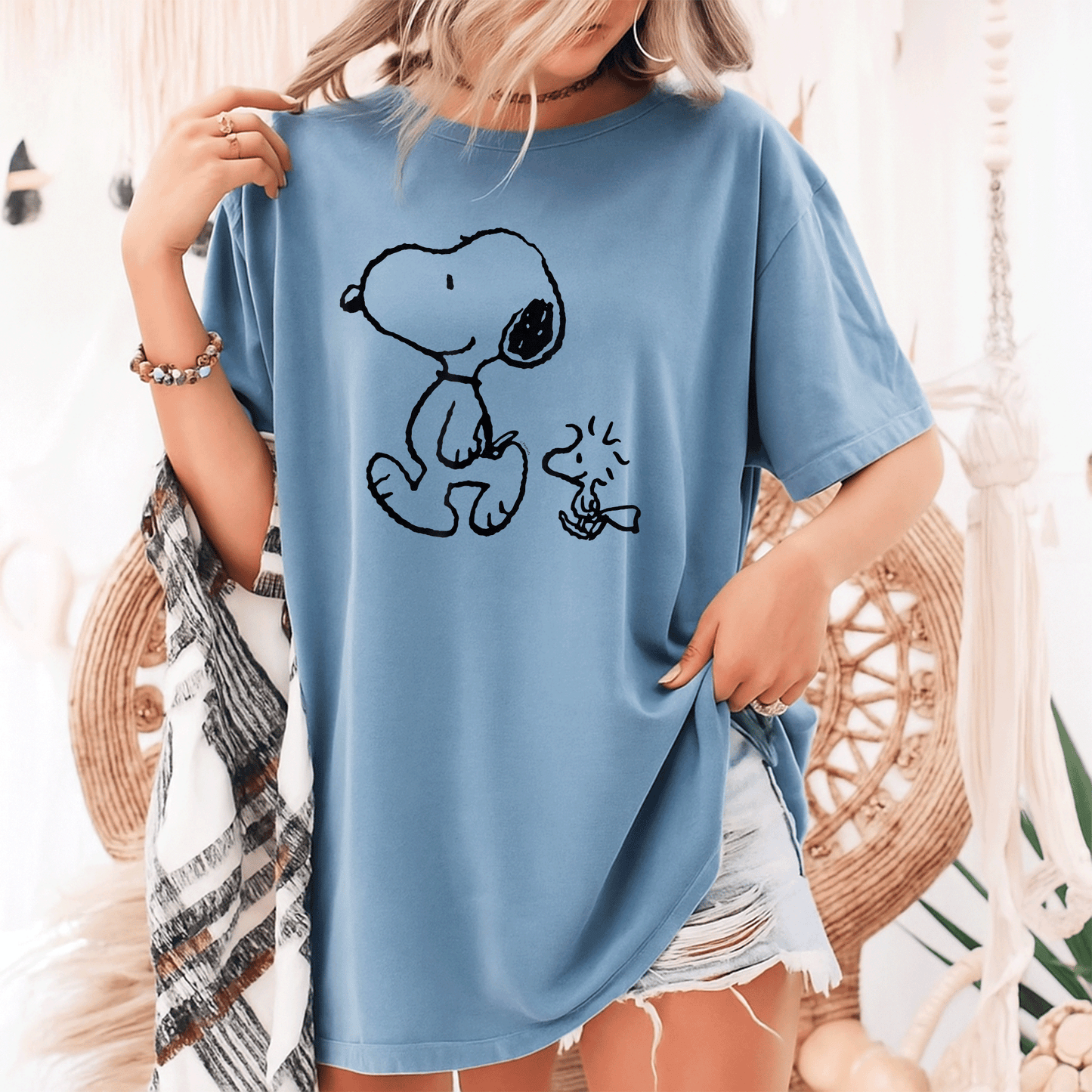 Snoopy and Woodstock Walk T-Shirt - Fun Peanuts Graphic Tee for Fans of Classic Cartoon Characters and Supporters of Friendship - 9