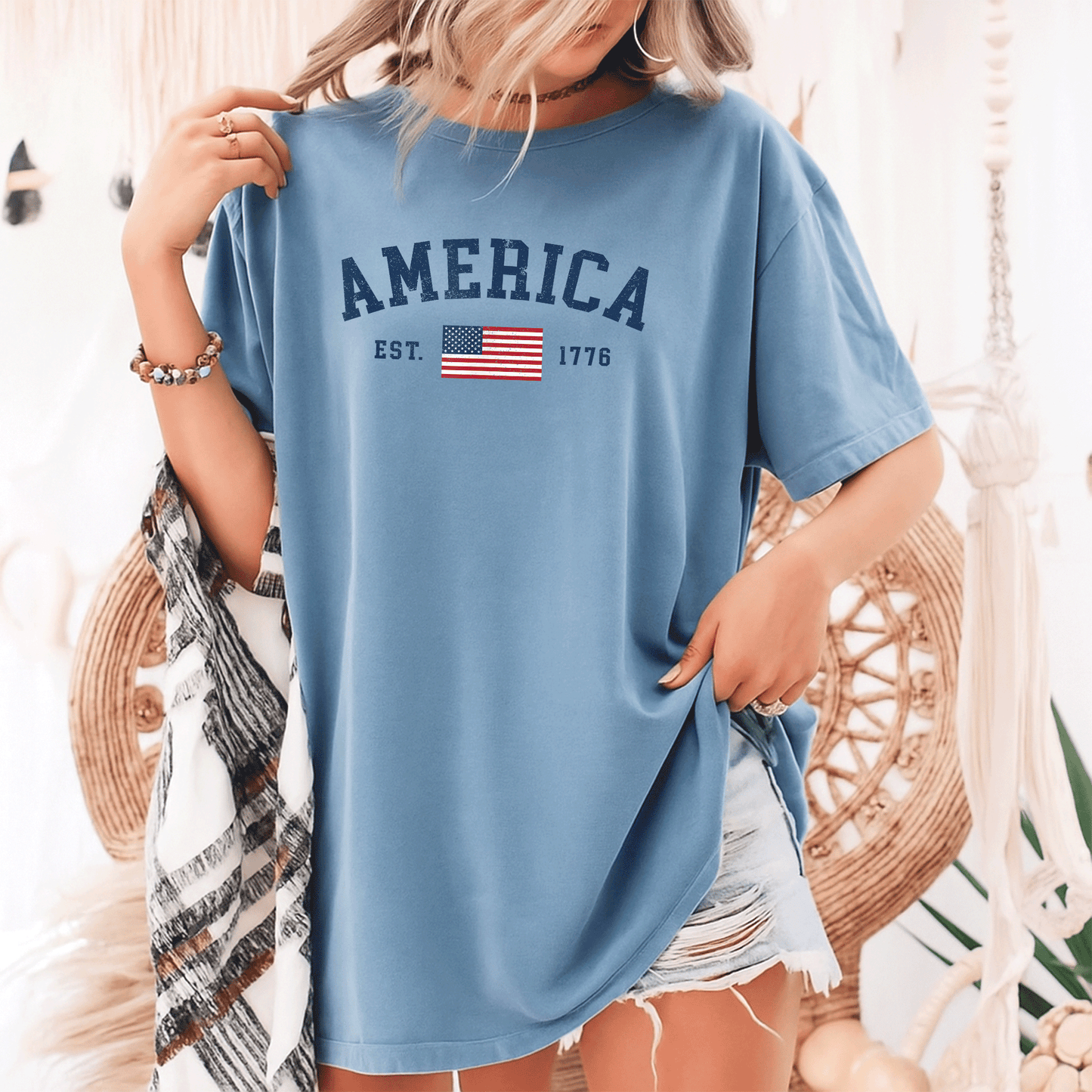 Patriotic American Flag T-Shirt for 4th of July Celebrations, USA Independence Day Tees for Men and Women - 9
