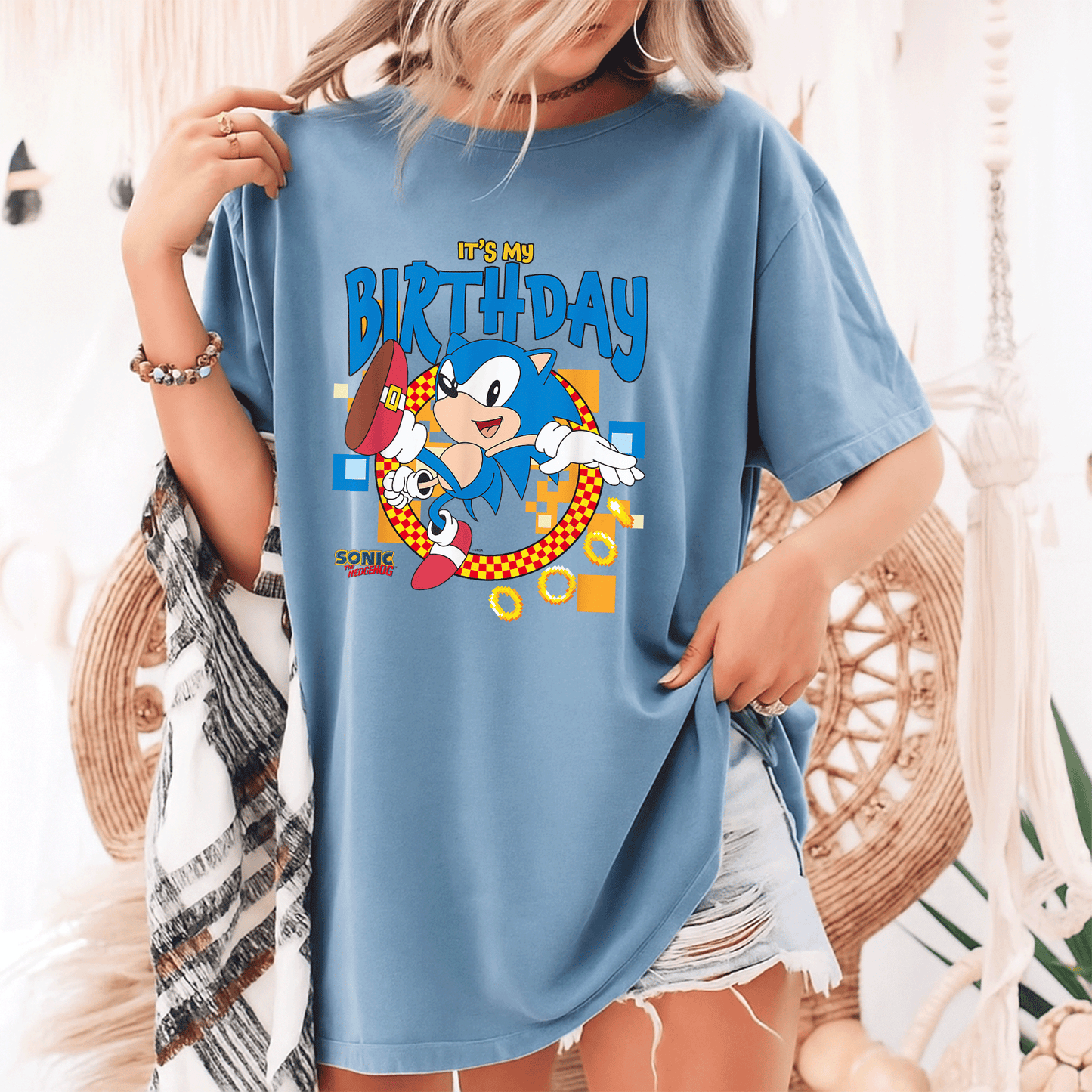 Sonic the Hedgehog Birthday T-Shirt for Kids - Fun Cheerful Design Perfect for Party Celebrations and Special Days - 9