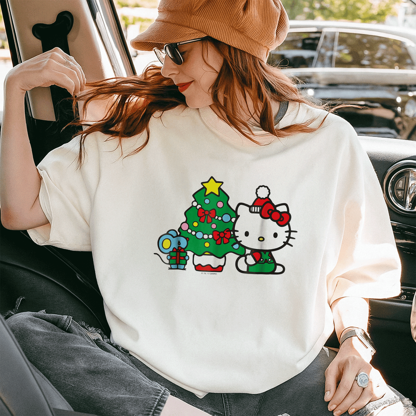 Cute Hello Kitty Christmas Tree Tee Shirt Festive Holiday Apparel for Kids and Adults - Perfect for Family Celebrations - 10