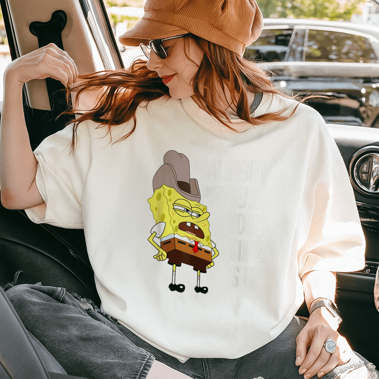 Mademark x SpongeBob SquarePants Alright Pinhead Your Time is Up Graphic T-Shirt for Fans of Fun and Retro Style - 10
